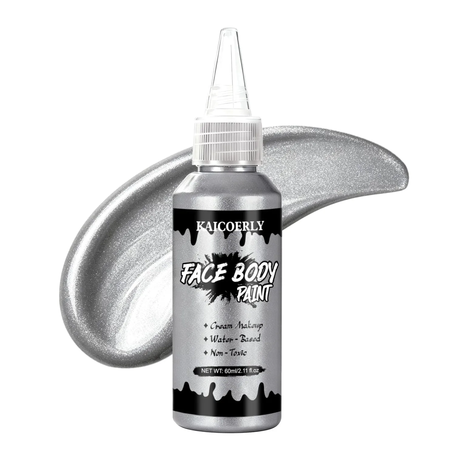 Silver Face Body Paint, Water Based Face Painting Cream Makeup