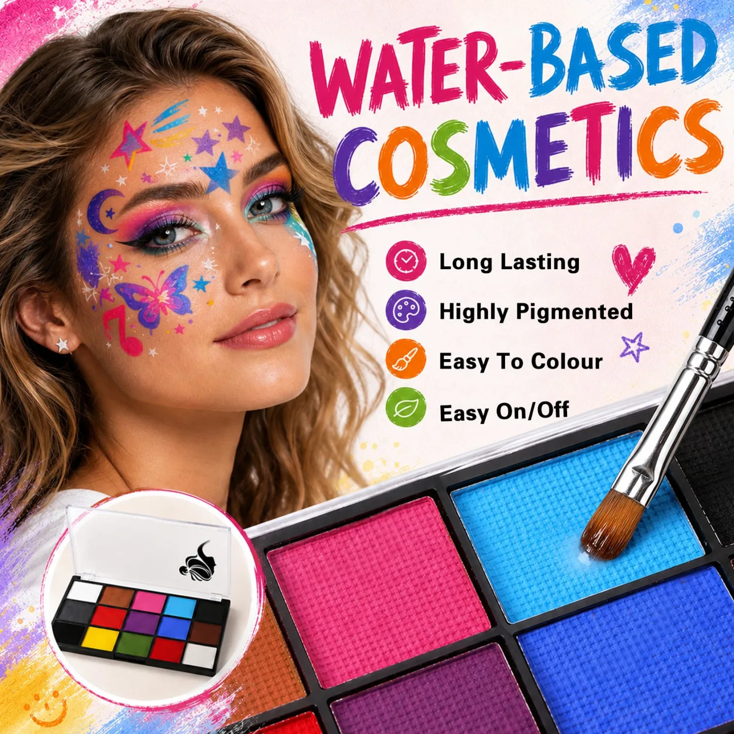 15 Colors Face Painting Kit For Adult Kid Halloween Christmas Face Makeup