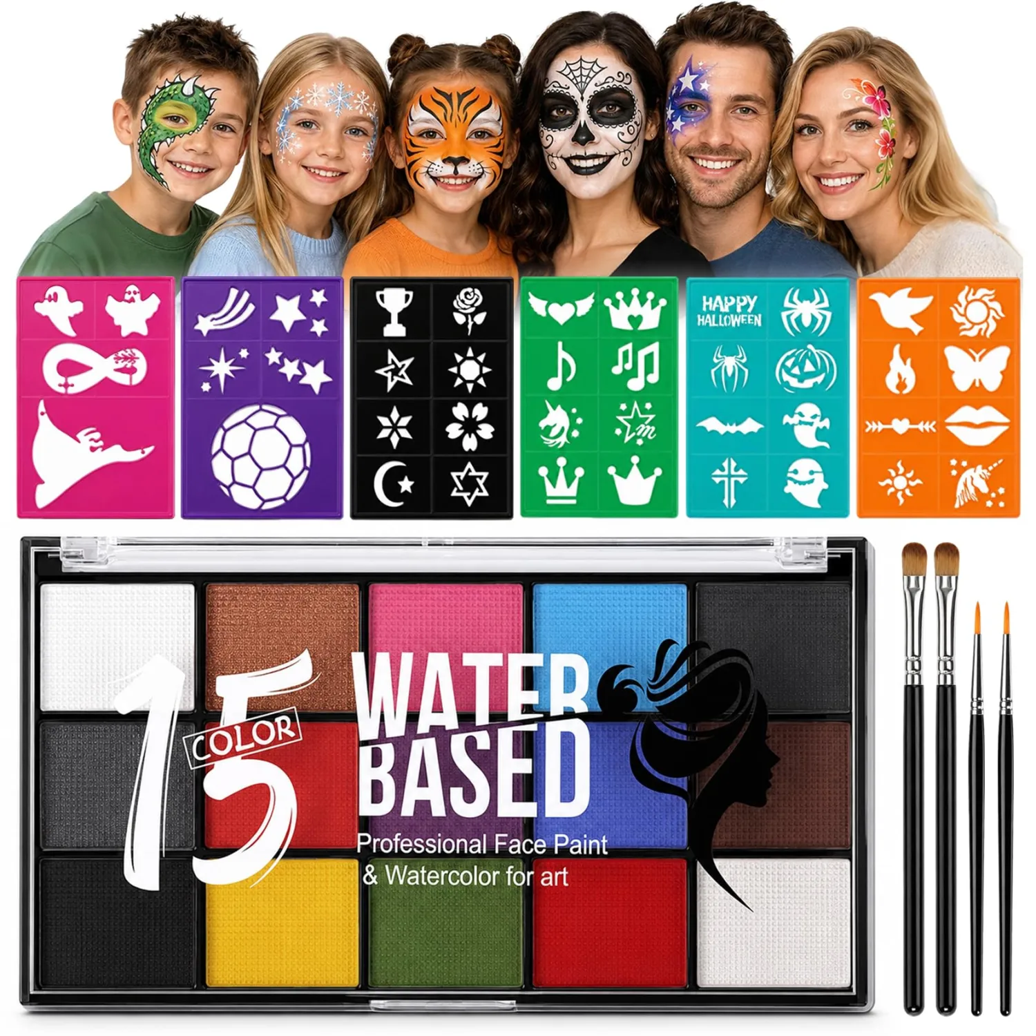 15 Colors Face Painting Kit For Adult Kid Halloween Christmas Face Makeup