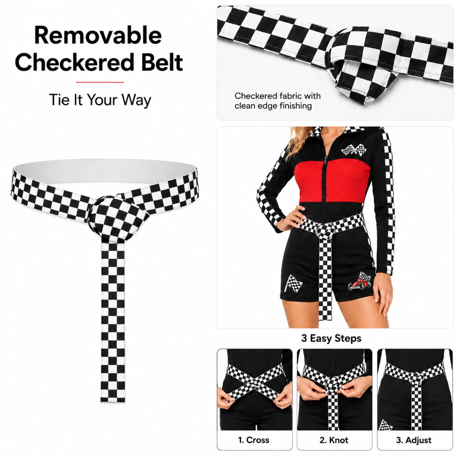 CICOCI Womens Race Car Driver Costume 6-Piece Racing Romper Set
