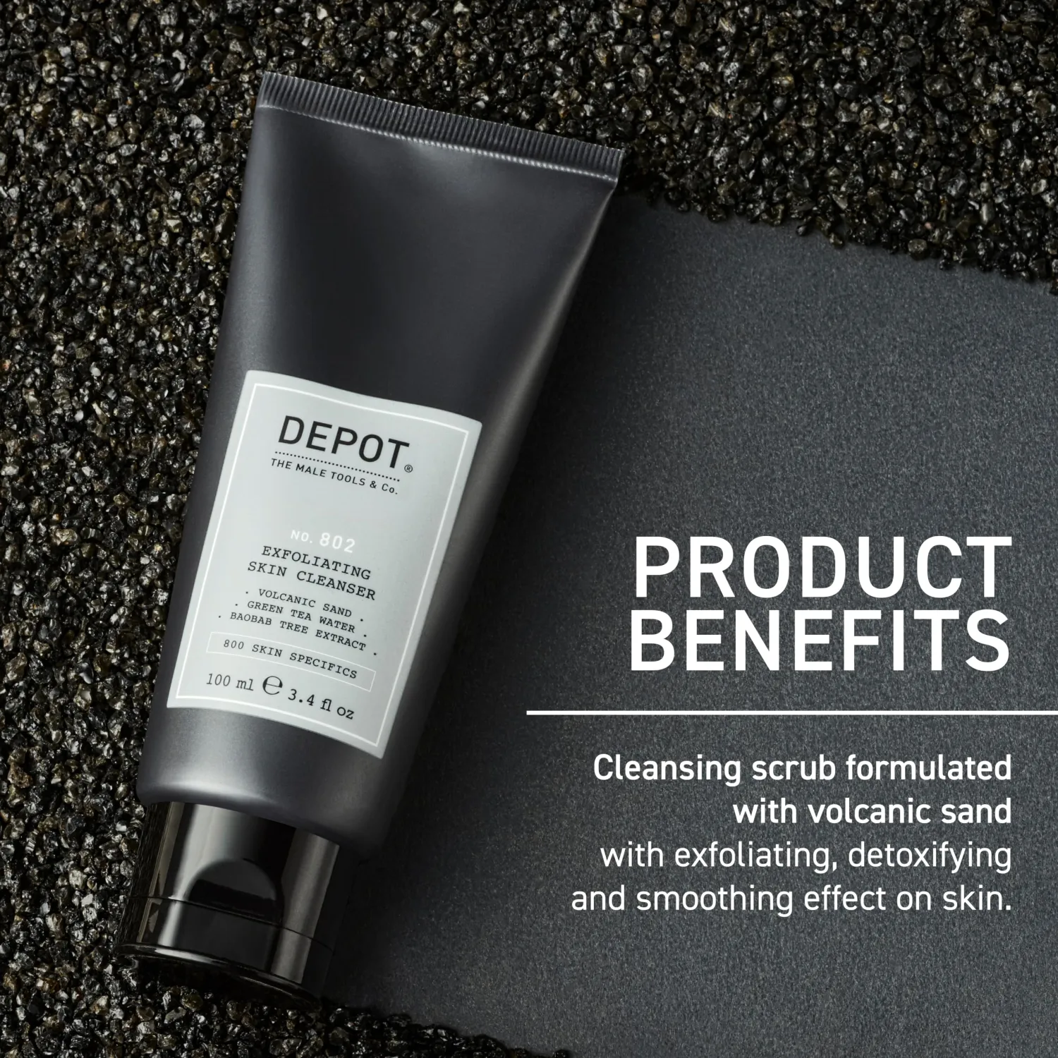 DEPOT No. 802 Exfoliating Skin Cleanser | Volcanic Sand, 3.4 Fl Oz