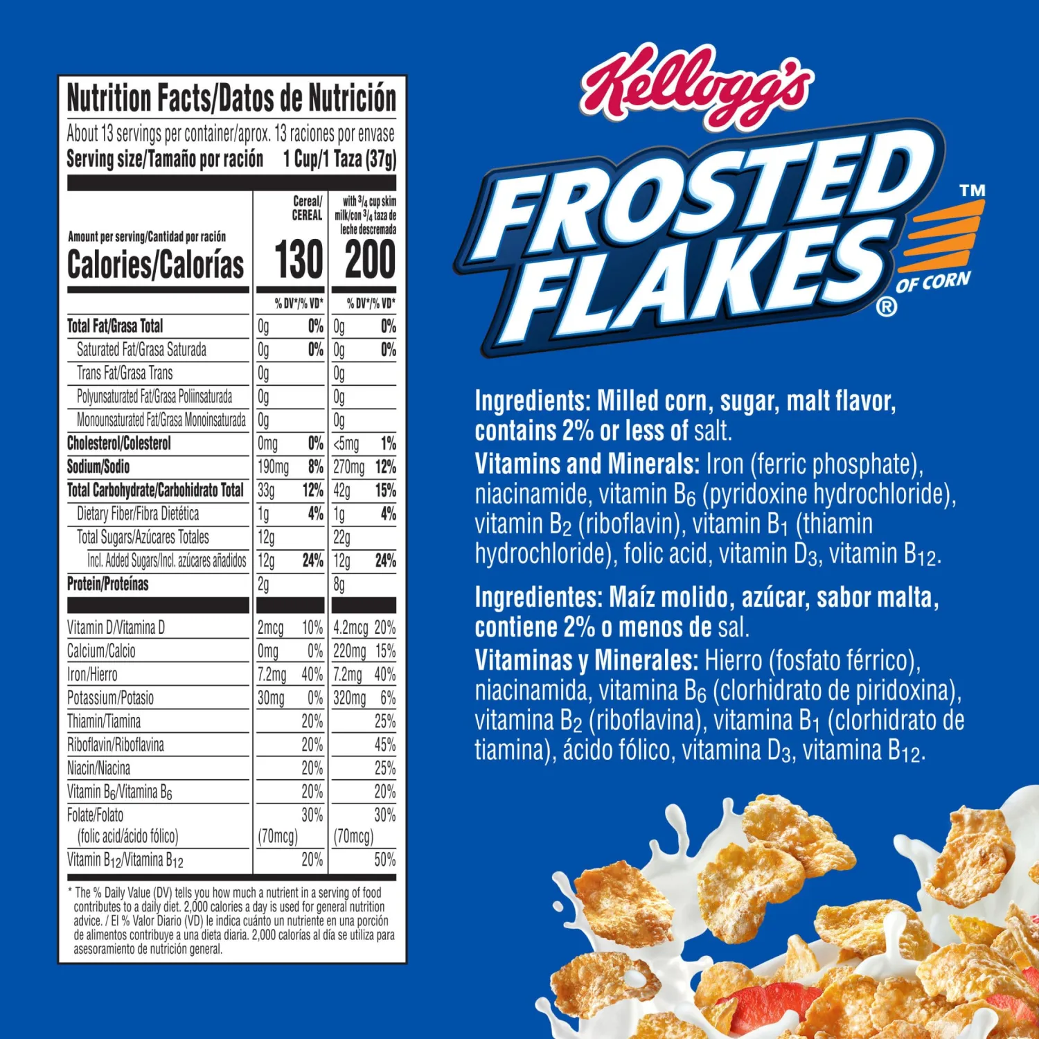 Kellogg's Frosted Flakes Original Large Size Breakfast Cereal 17.3 oz