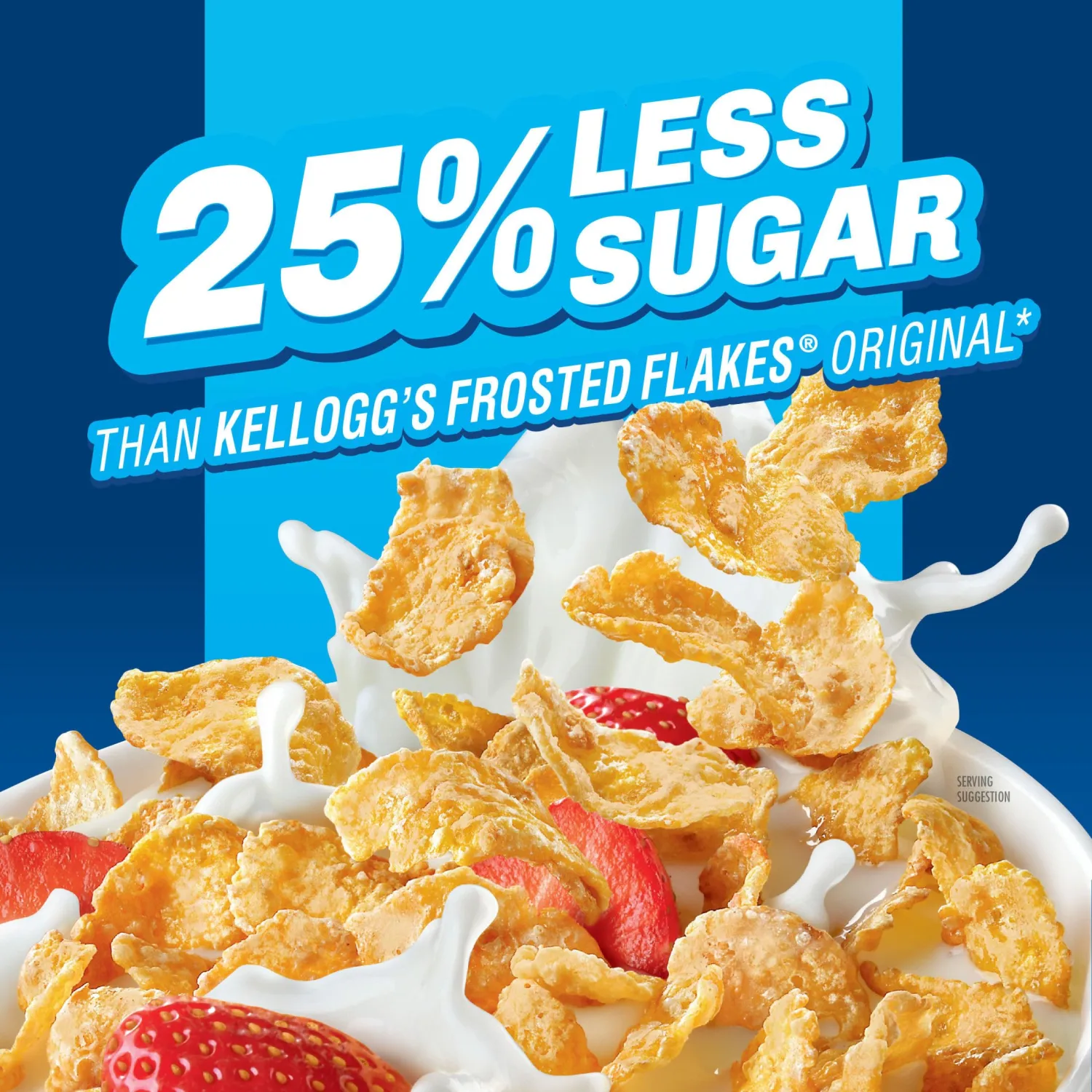Kellogg's Frosted Flakes 25% Less Sugar Breakfast Cereal, Family Size, 20.3oz Box (1 Box) (Pack of 2)