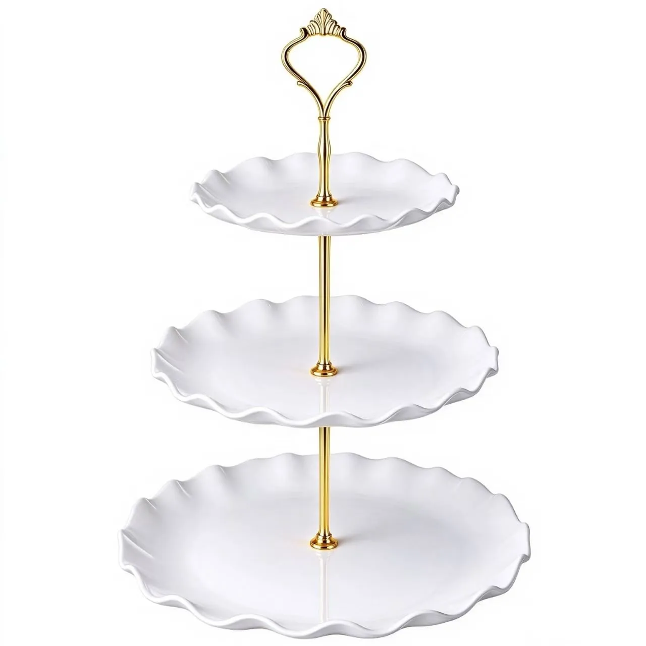 3-Tier White Plastic Cupcake Stand, Dessert Tray for Parties