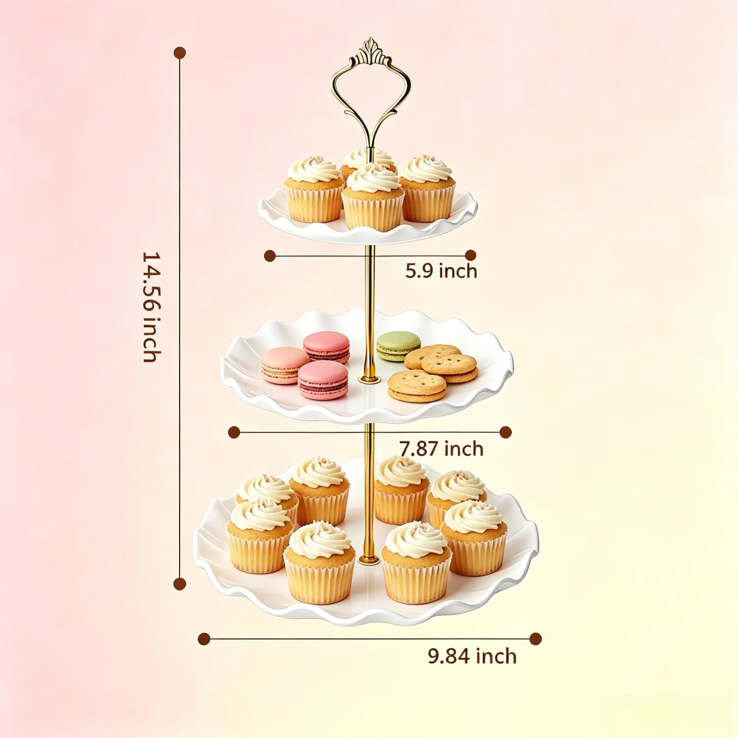 3-Tier White Plastic Cupcake Stand, Dessert Tray for Parties