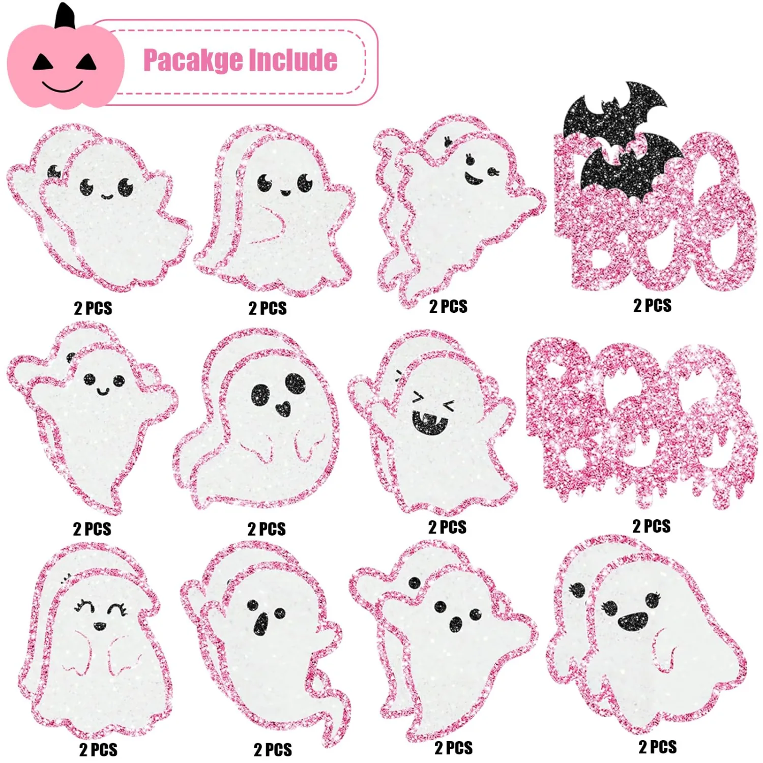 24PCS Halloween Cupcake Toppers, Pink Glitter Boo Ghost Cake Topper for Halloween Party Decorations,Cupcake Picks Food Picks for Ghost Theme Birthday Baby Shower Cake Decorations Party Supplies