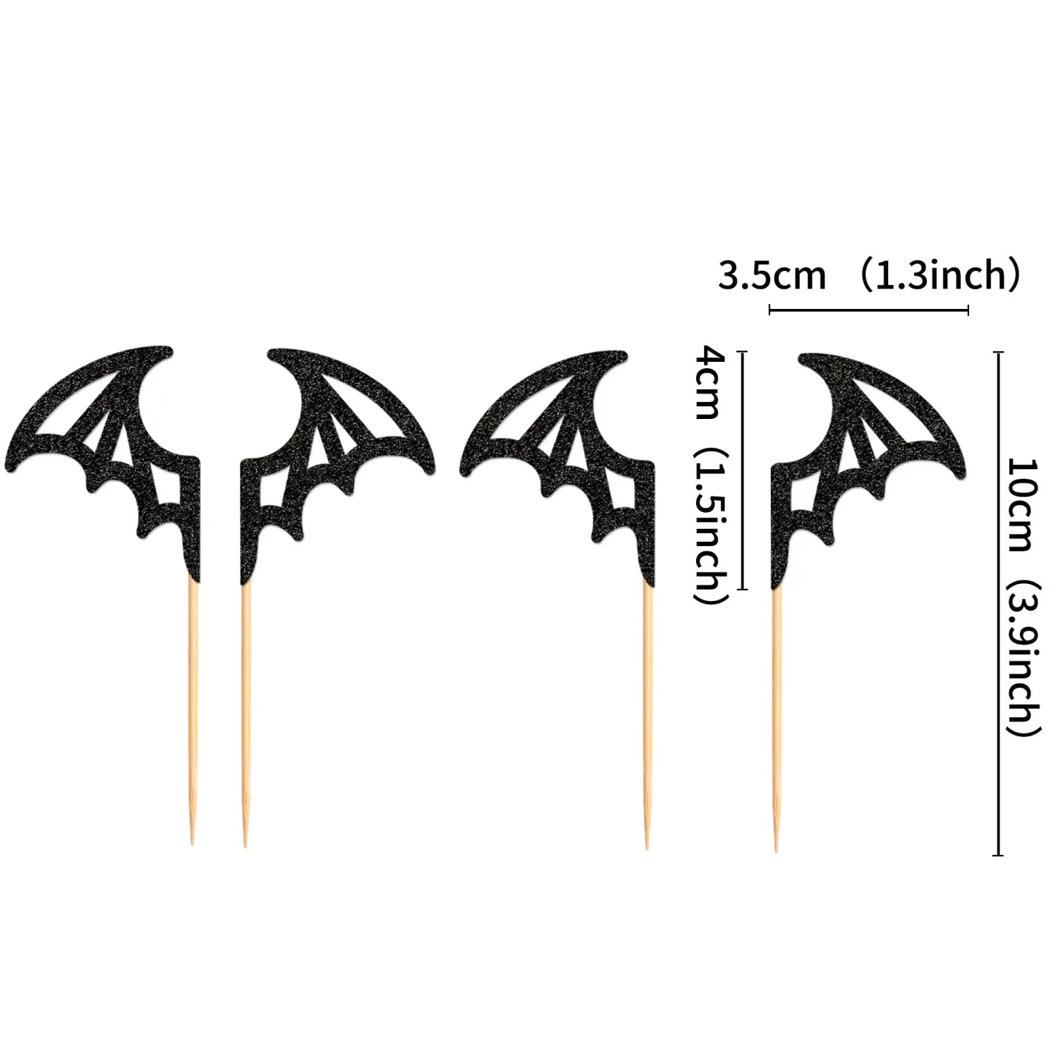 Ercadio 24Pcs Bat Wings Cupcake Toppers Halloween Bat Cake Decorations Halloween Theme Baby shower Kids Birthday Party Supplies