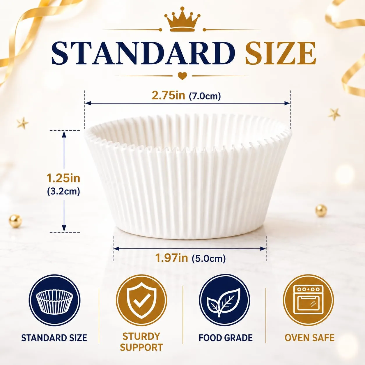 Standard Cupcake Liners White Muffin Liner,Non-stick Baking Cups(500PCS)