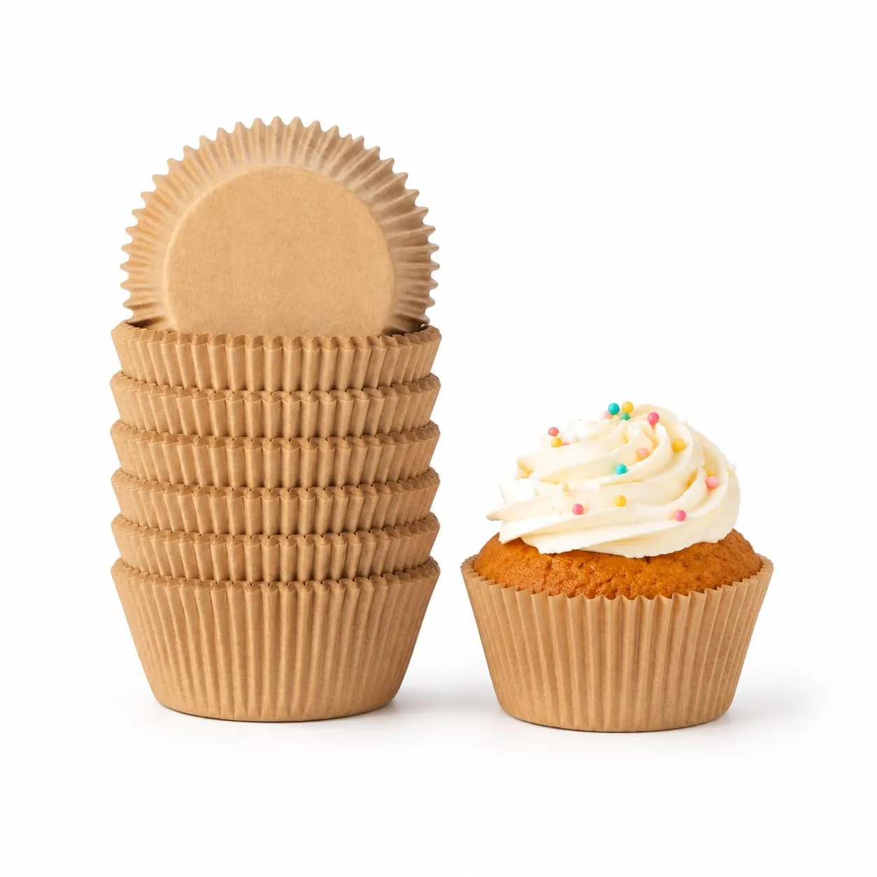 Standard Cupcake Liners,Natural Muffin Liner Unbleached 500 Pcs Baking Cup