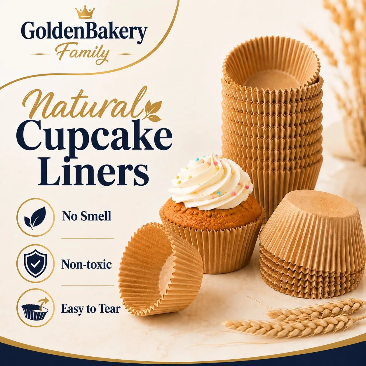 Standard Cupcake Liners,Natural Muffin Liner Unbleached 500 Pcs Baking Cup