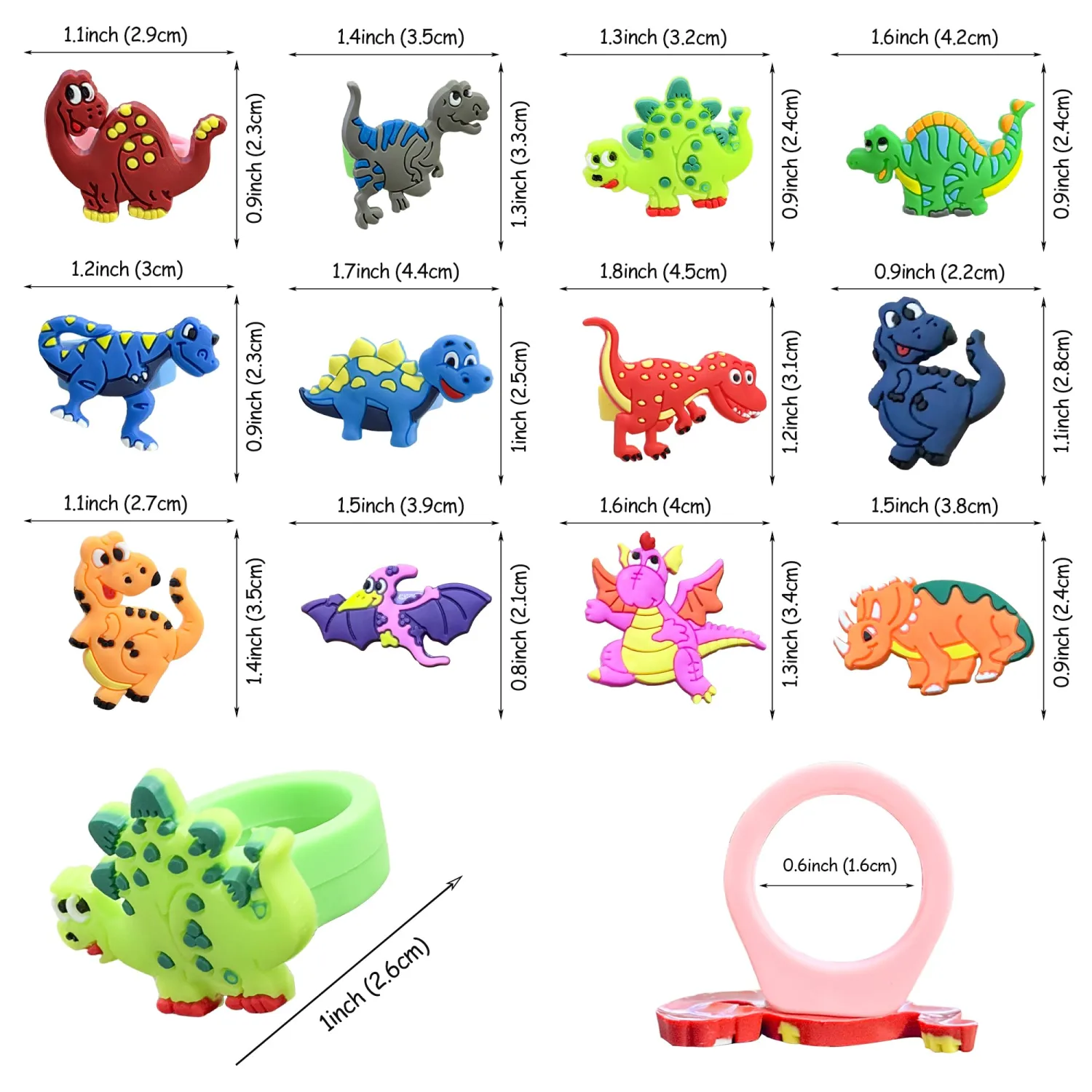 24Pcs Dinosaur Cupcake Rings Topper Dinosaur Birthday Decorations