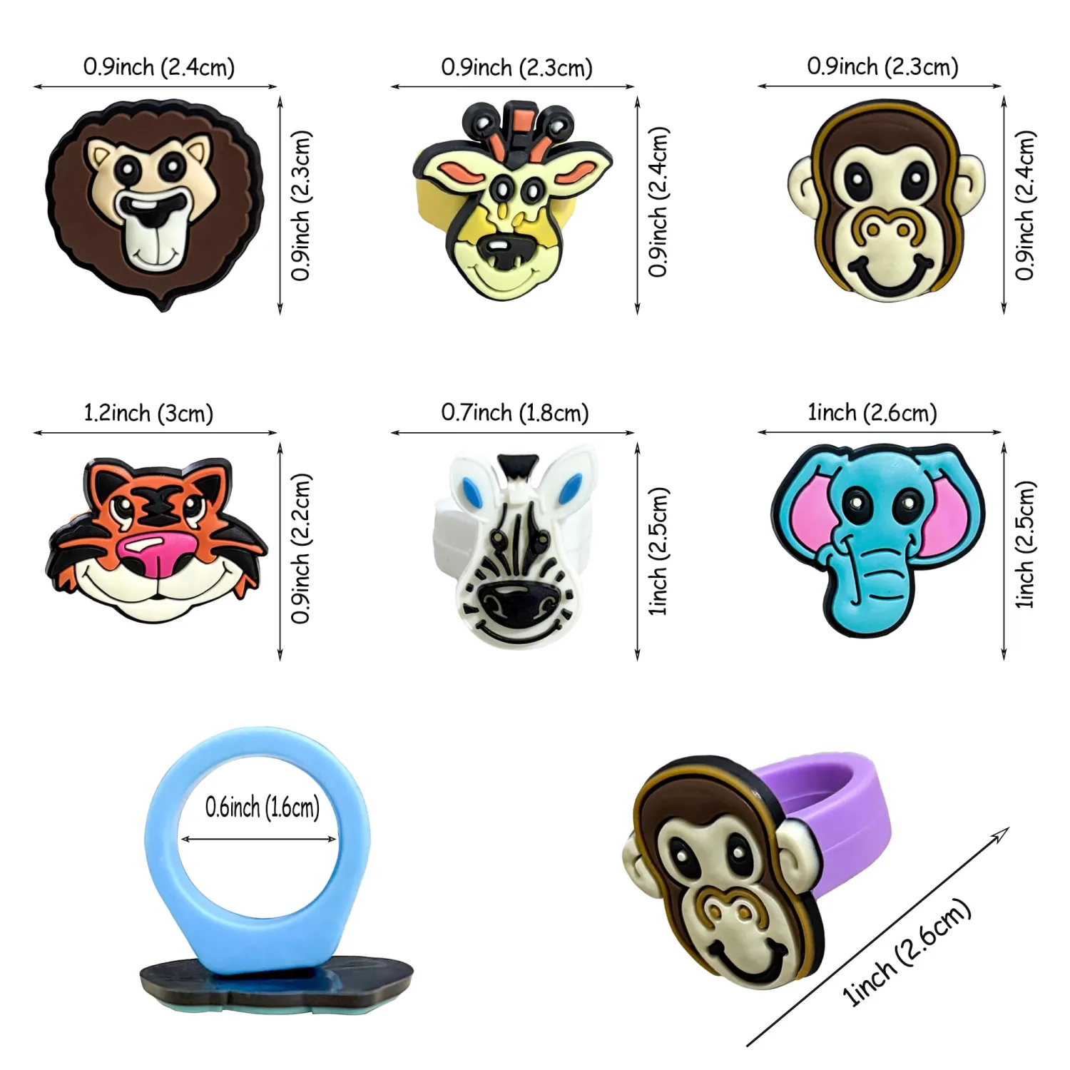 24 PCS Animal Cupcake Rings Toppers, Safari Birthday Decorations