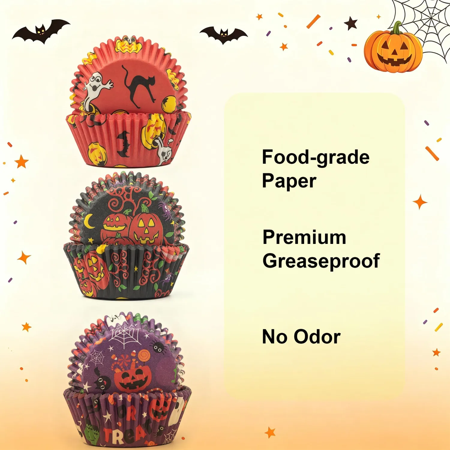 Standard Baking Cups, Printed Color Cupcake Liners, 150-Count