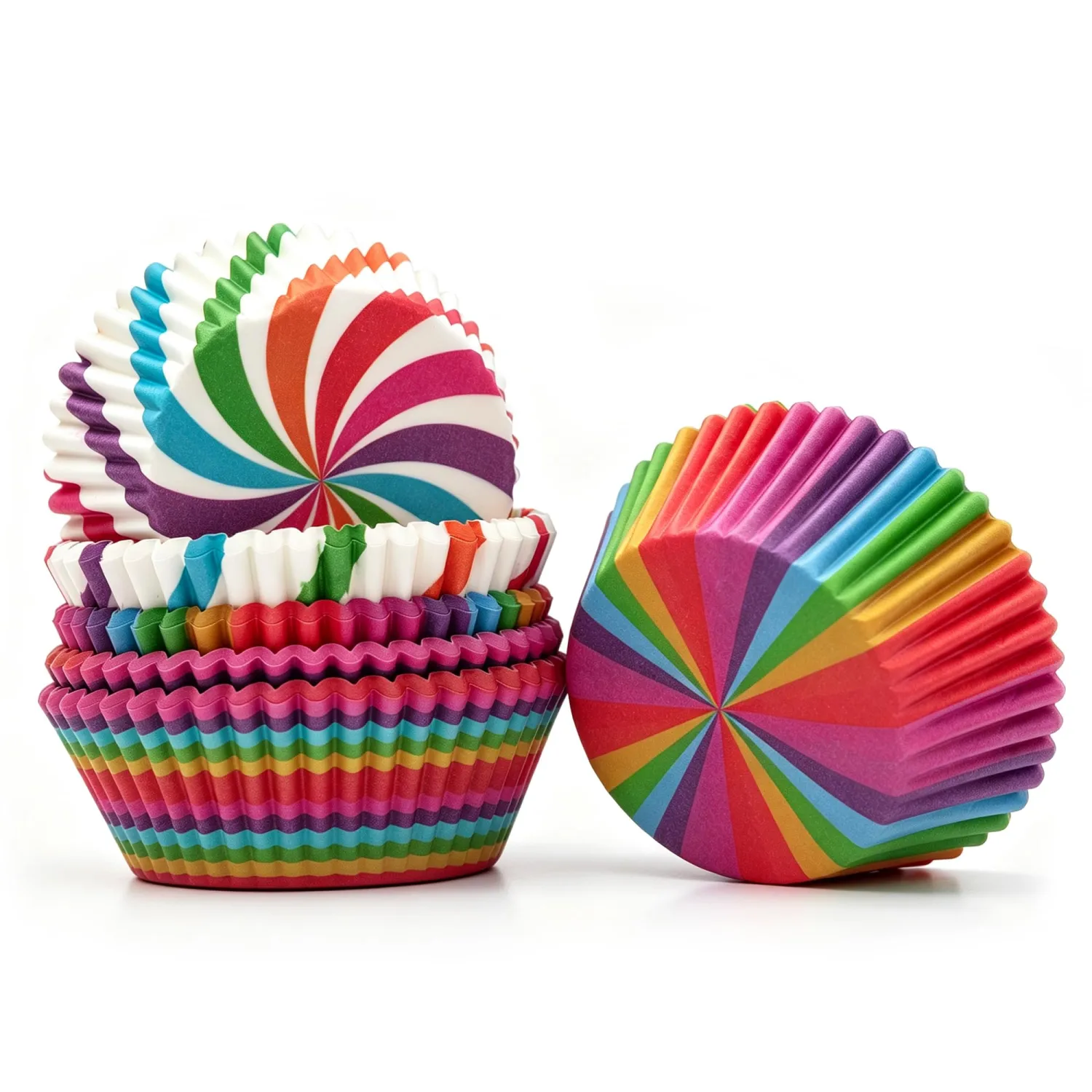 Standard Baking Cups, Printed Color Cupcake Liners, 150-Count