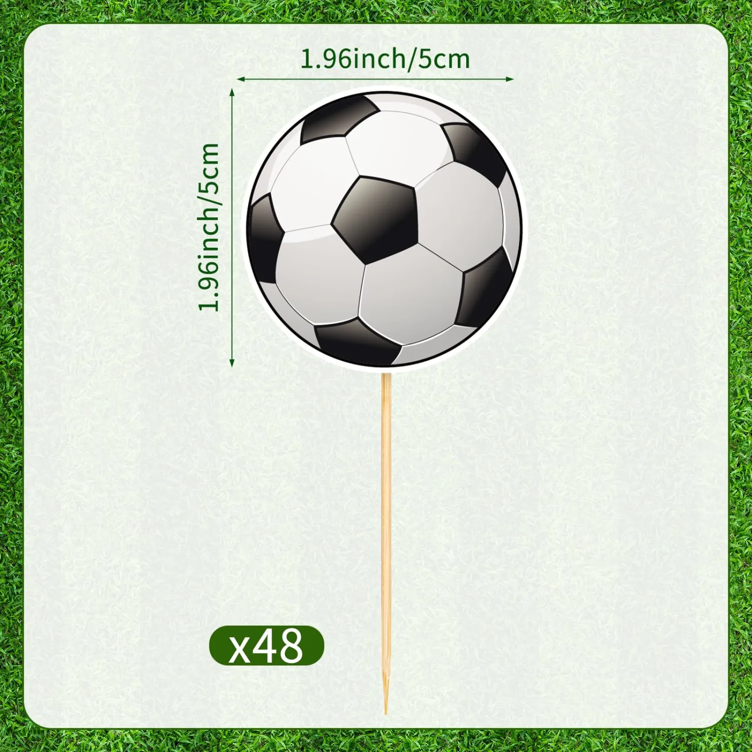 48 Pcs Soccer Cupcake Toppers Soccer Ball Cake Toppers Sport Birthday Party Decorations for Sport Ball Birthday Baby Shower Game Day Party Supplies