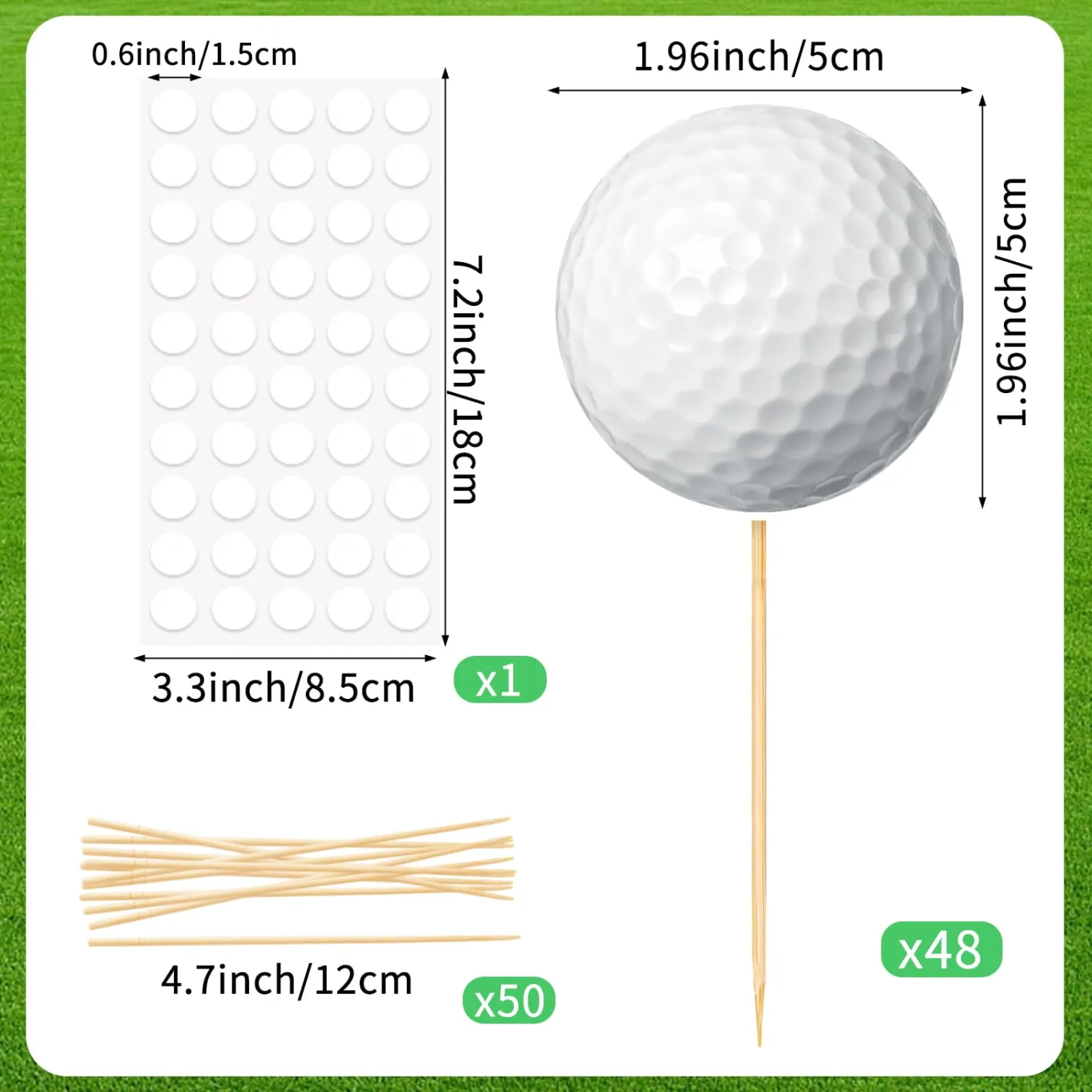 48 Pcs Golf Cupcake Toppers Golf Ball Cake Toppers Sport Birthday Party Decorations for Sport Ball Birthday Baby Shower Game Day Party Supplies