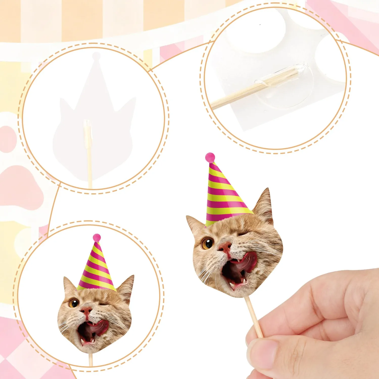 48 Pcs Cat Cupcake Toppers Birthday Cake Decorations Pets Theme Birthday Party Decorations for Kids Boys Girls Pet Cat Theme Birthday Baby Shower Party Decorations Supplies