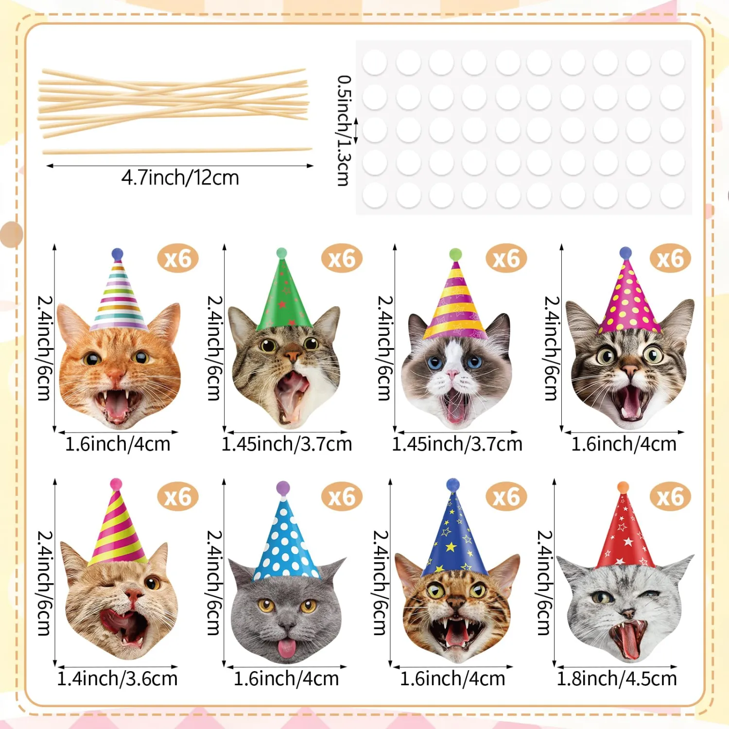 48 Pcs Cat Cupcake Toppers Birthday Cake Decorations Pets Theme Birthday Party Decorations for Kids Boys Girls Pet Cat Theme Birthday Baby Shower Party Decorations Supplies