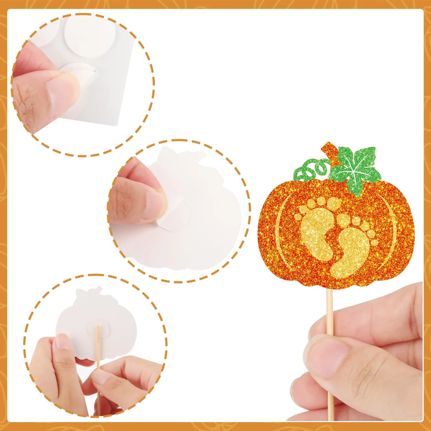 48 Pcs Thanksgiving Cupcake Toppers Fall Pumpkin Cupcake Toppers Pick