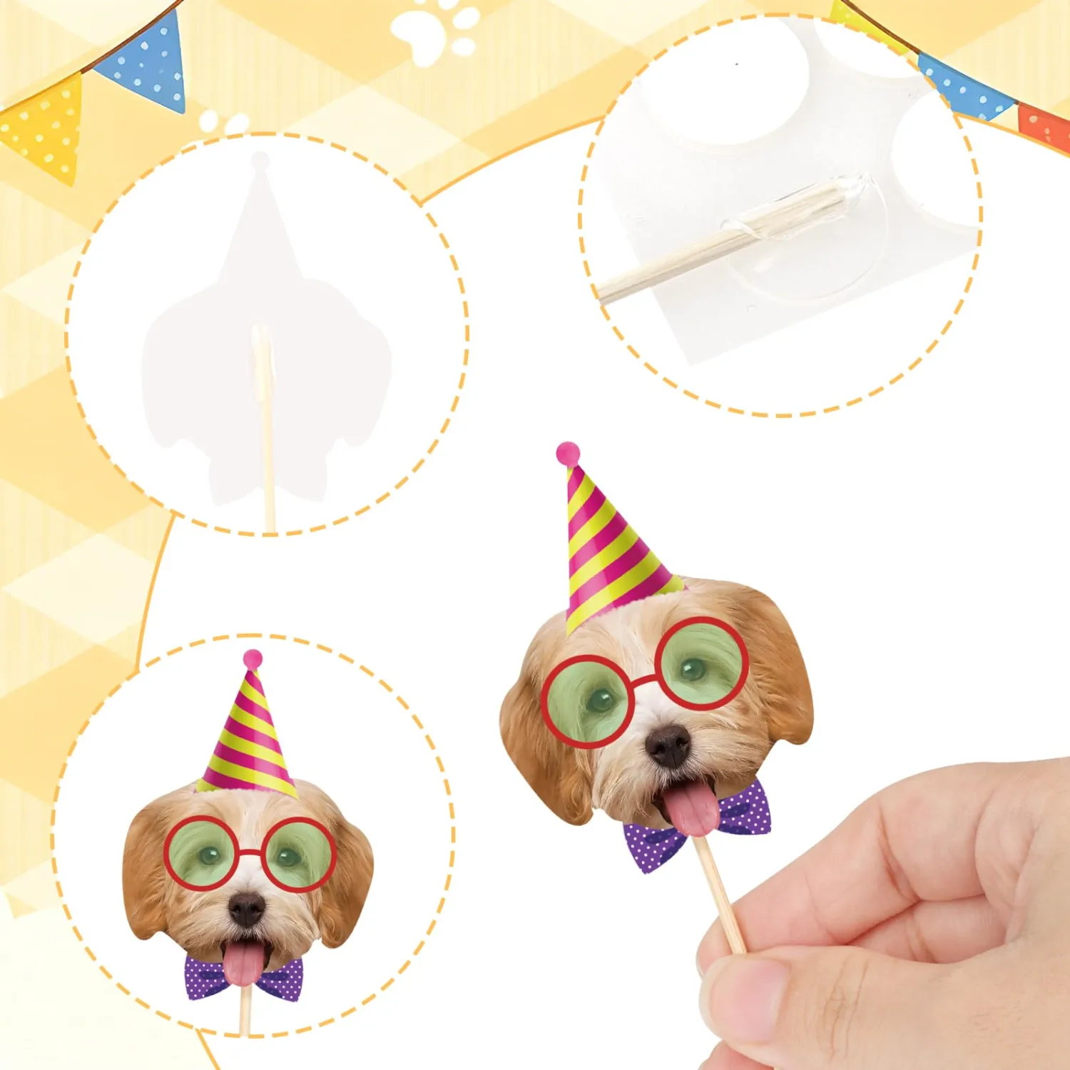 48 Pcs Dog Cupcake Toppers Puppy Cupcake Toppers Pets Theme Birthday Cake Decorations for Kids Boys Girls Pet Dog Theme Birthday Baby Shower Party Decorations Supplies