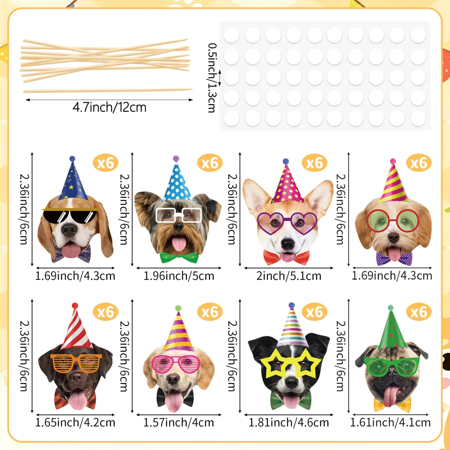 48 Pcs Dog Cupcake Toppers Puppy Cupcake Toppers Pets Theme Birthday Cake Decorations for Kids Boys Girls Pet Dog Theme Birthday Baby Shower Party Decorations Supplies