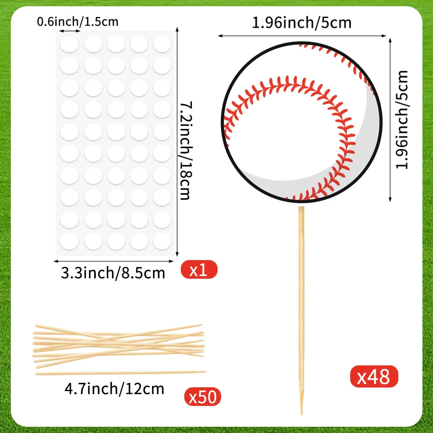 48 Pcs Baseball Cupcake Toppers Baseball Cake Toppers Sport Birthday Party Decorations for Sport Ball Birthday Baby Shower Game Day Party Supplies