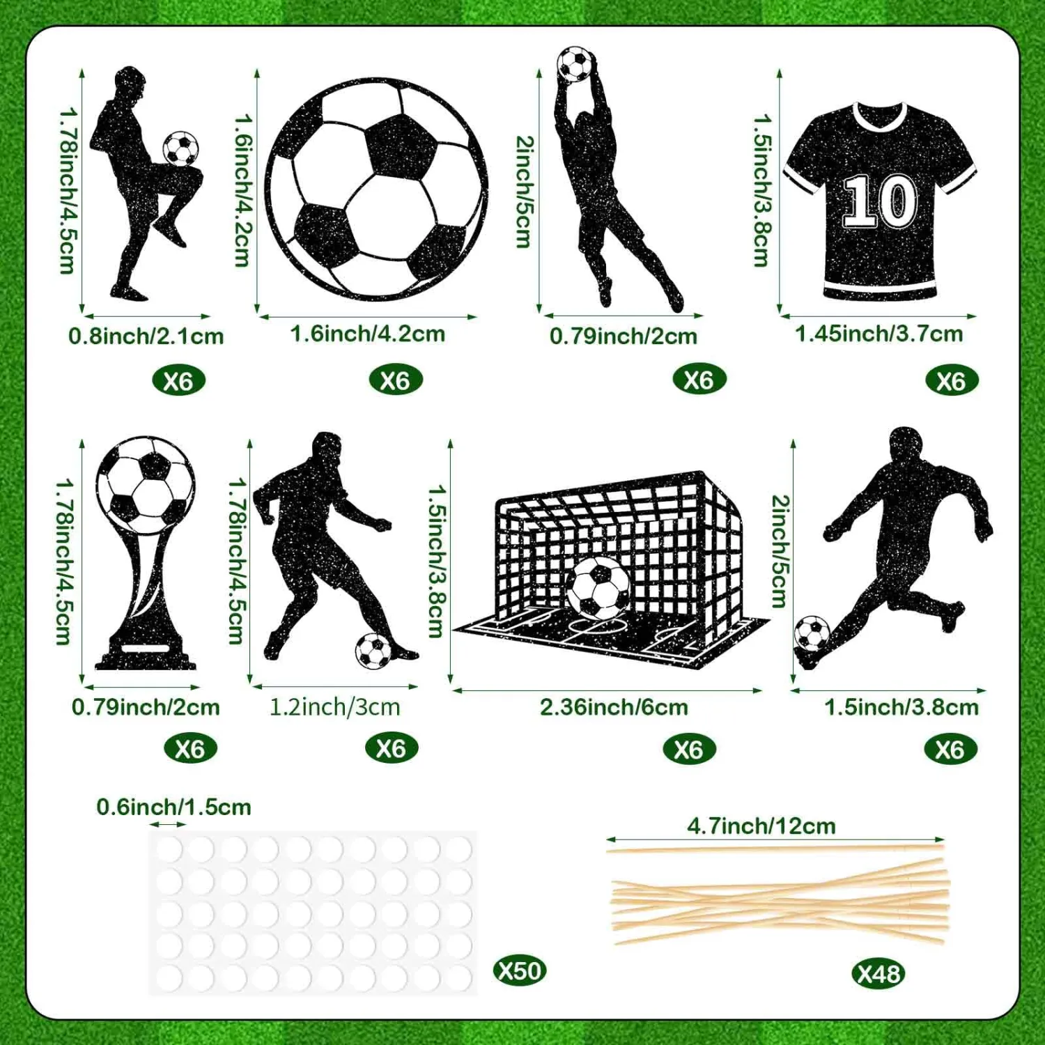 48 Pcs Soccer Cupcake Toppers Soccer Ball Birthday Cake Toppers Sports Birthday Party Decor Picks for Boys Football Theme Baby Shower Soccer Birthday Party Supplies