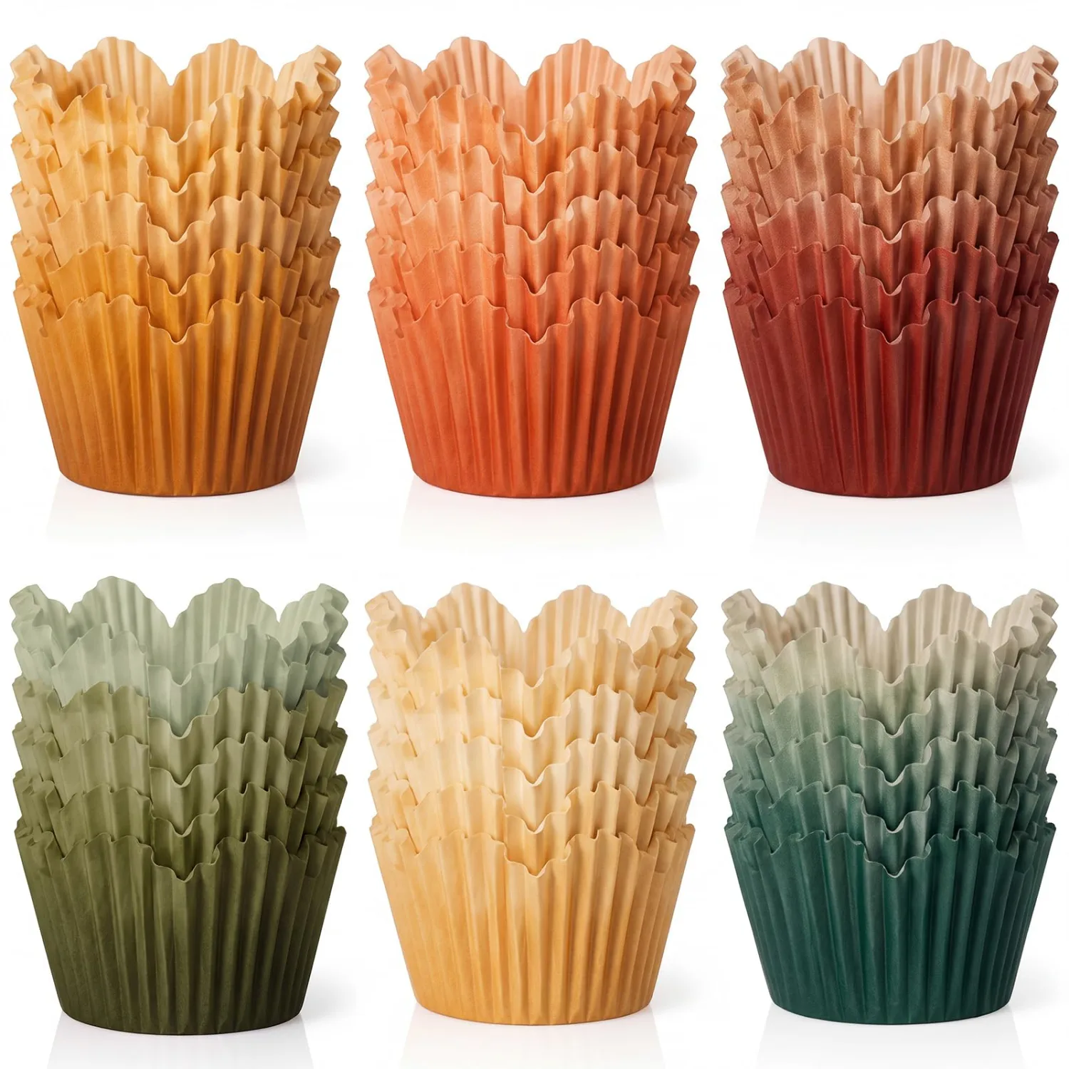 Newtay 120 Pcs Flower Cupcake Liners, Floral Shaped Petal Baking Cups 1.97 x 2.24 Inch Petal Muffin Wrappers for Fall Thanksgiving Party Baking