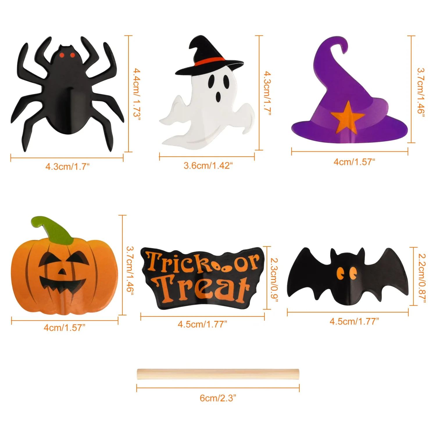 FEPITO 60 Piece Halloween Decoration Toppers - Toothpick Flags Markers for Party Decor