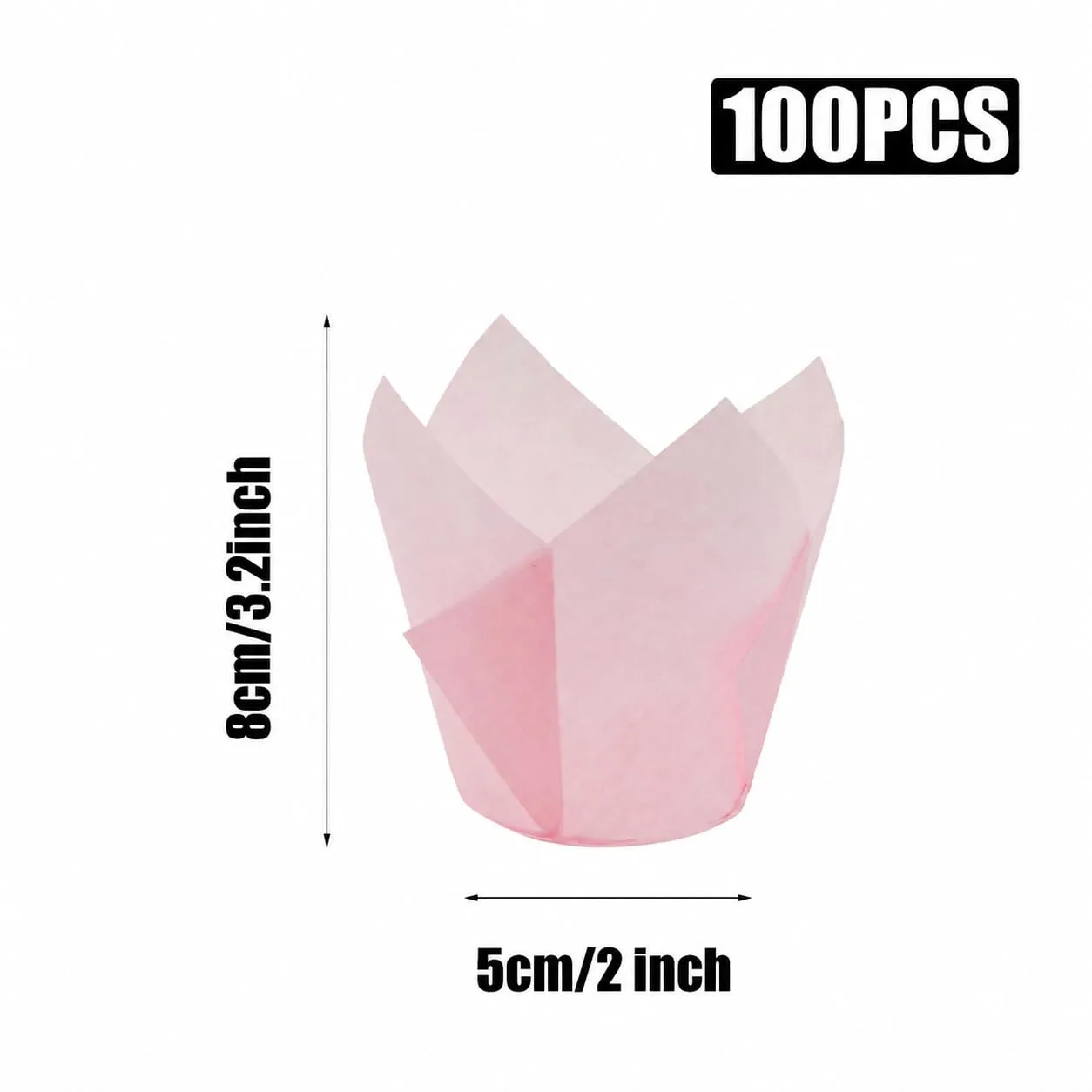 100 Pcs Pink Tulip Cupcake Liners for Baking, Muffin Liners