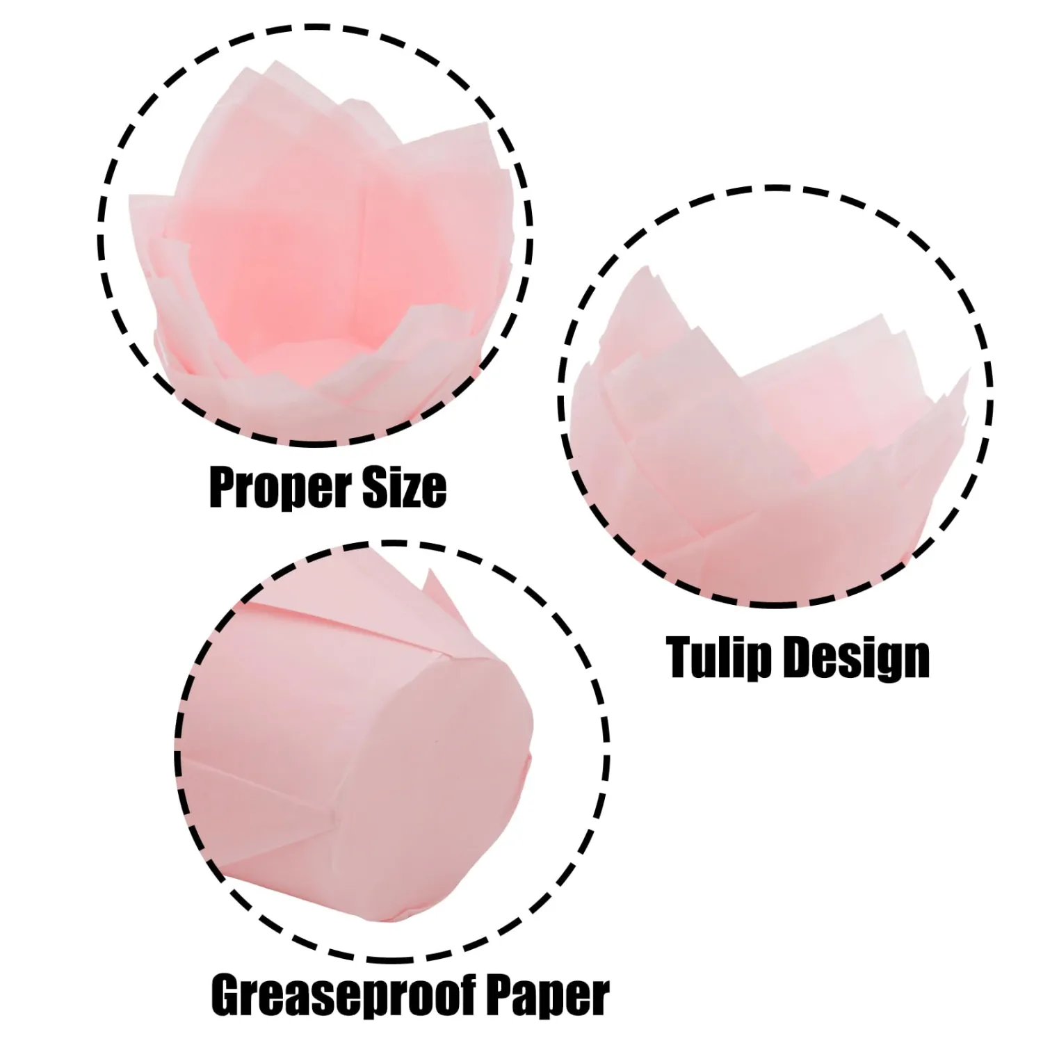 100 Pcs Pink Tulip Cupcake Liners for Baking, Muffin Liners