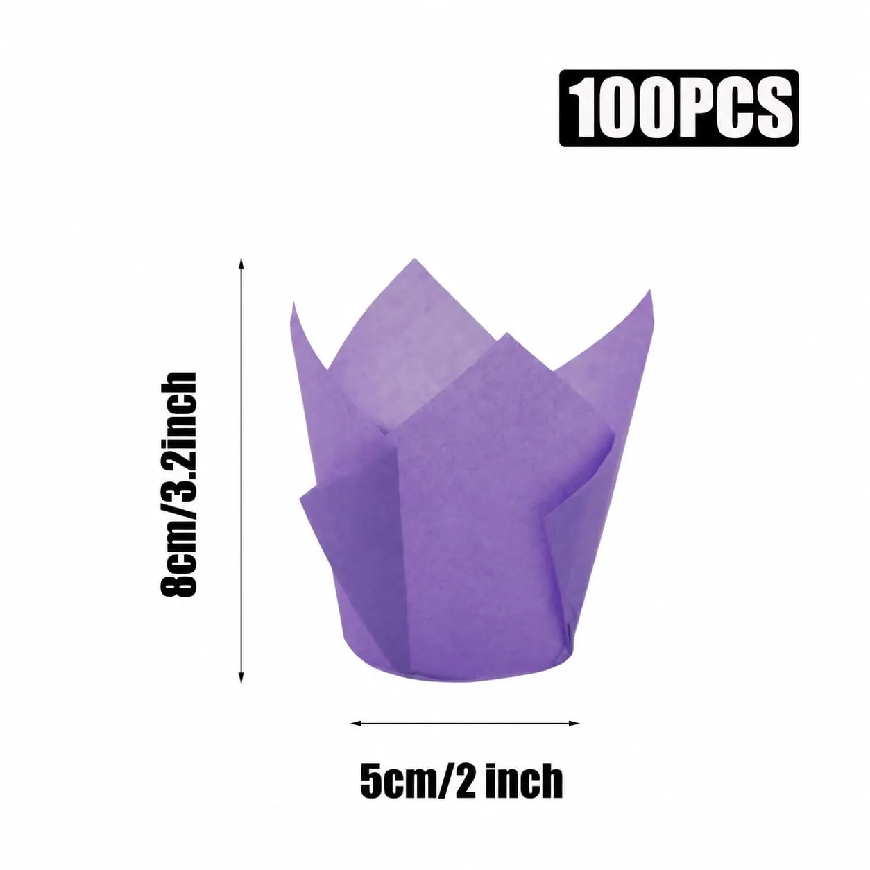 100 Pcs Purple Tulip Cupcake Liners for Baking, Muffin Liners