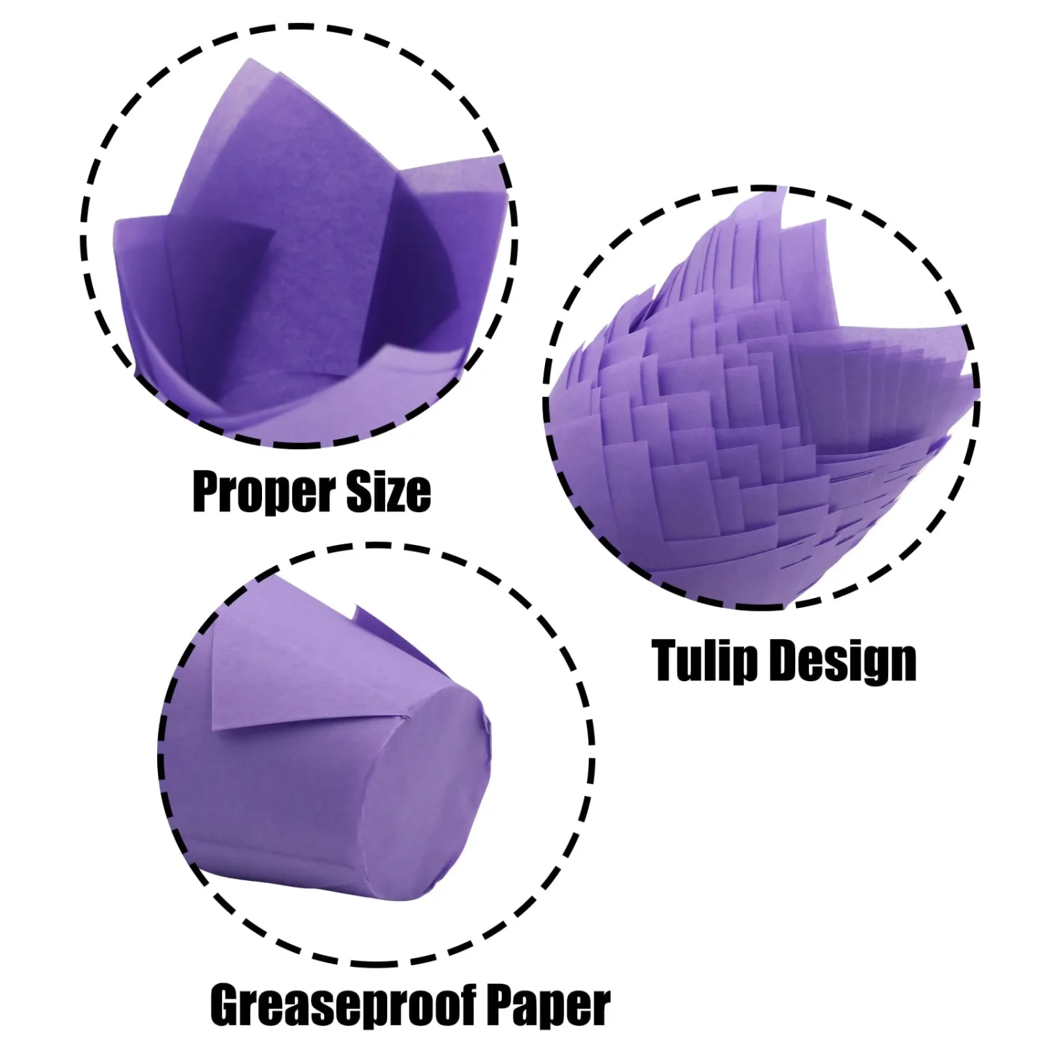 100 Pcs Purple Tulip Cupcake Liners for Baking, Muffin Liners