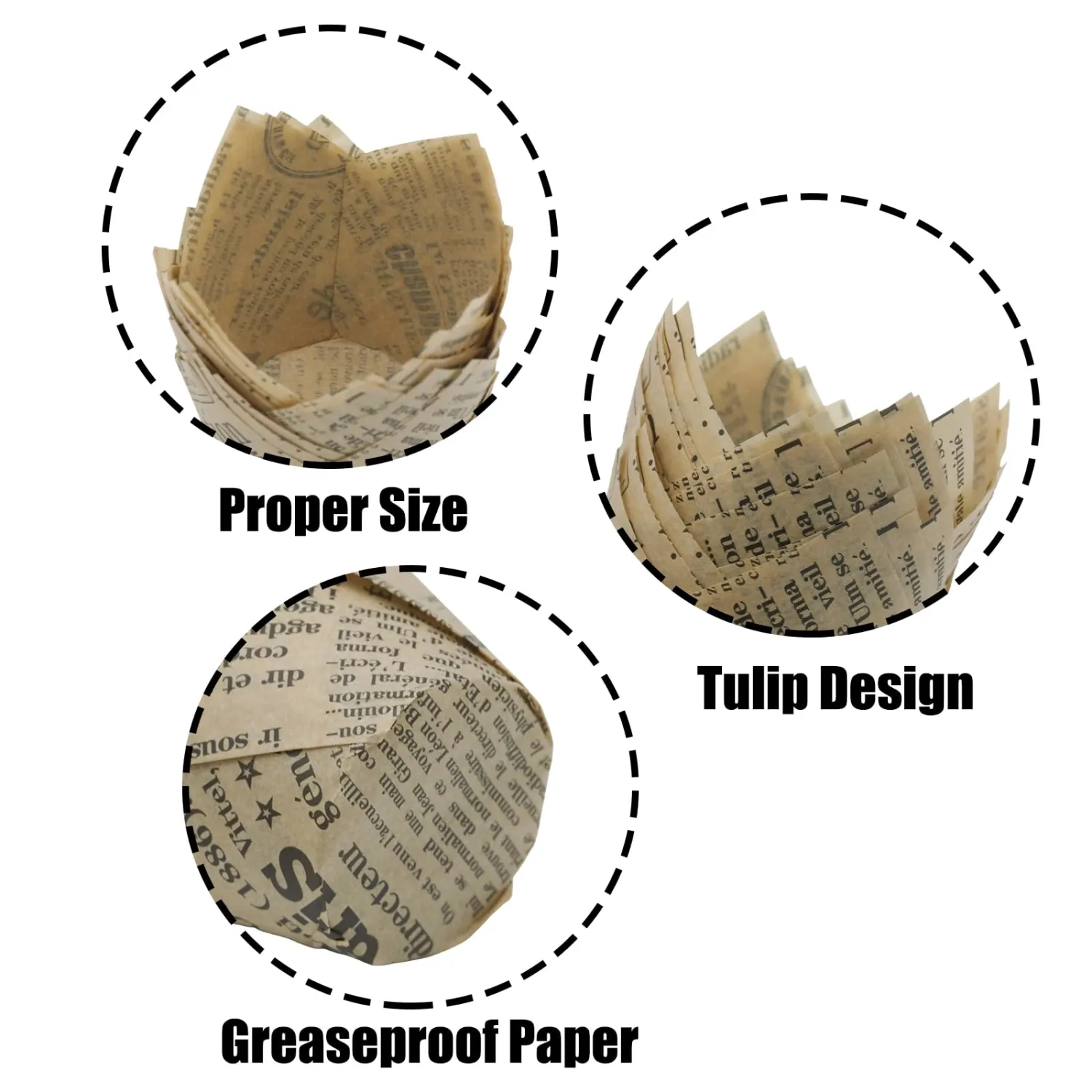 100 Pcs Vintage Tulip Cupcake Liners for Baking, Muffin Liners