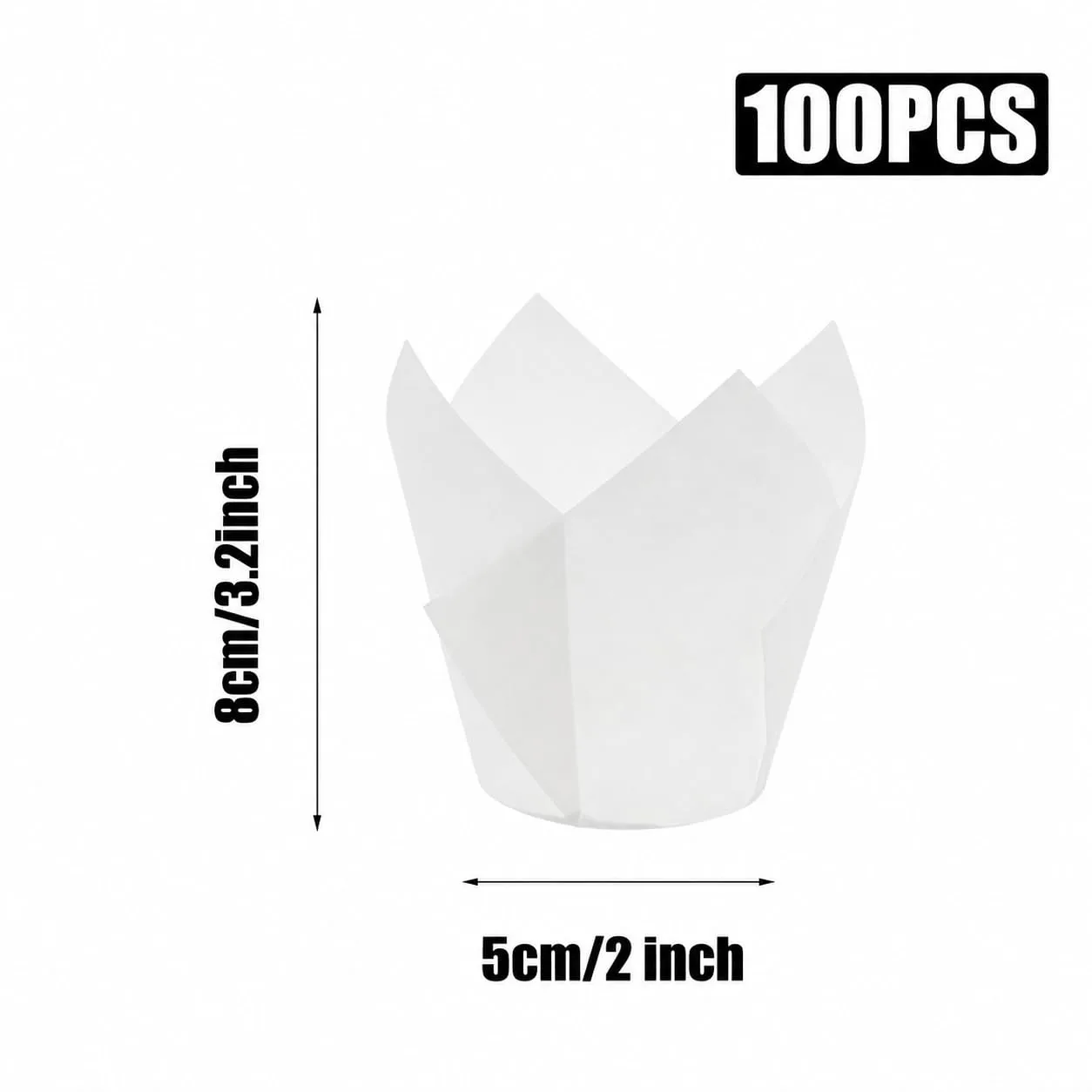 100 Pcs White Tulip Cupcake Liners for Baking, Muffin Liners