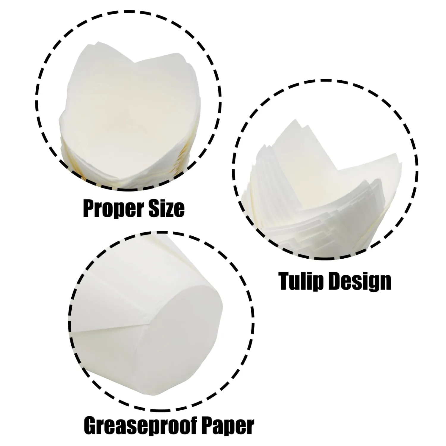 100 Pcs White Tulip Cupcake Liners for Baking, Muffin Liners