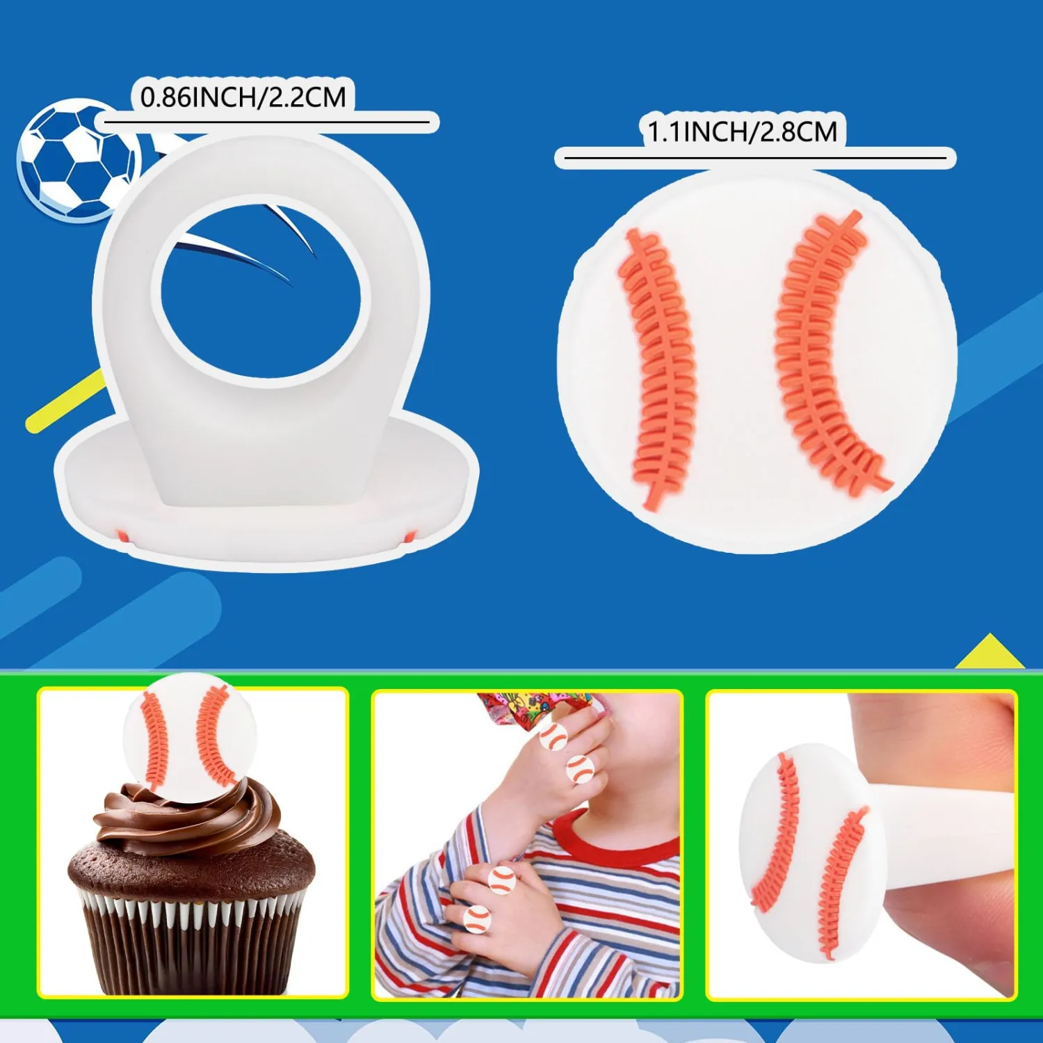 30pcs Baseball Cupcake Toppers Sports Cupcake Toppers Picks for Kids Baby Shower Sport Theme Party Decorations Supplies (Baseball)