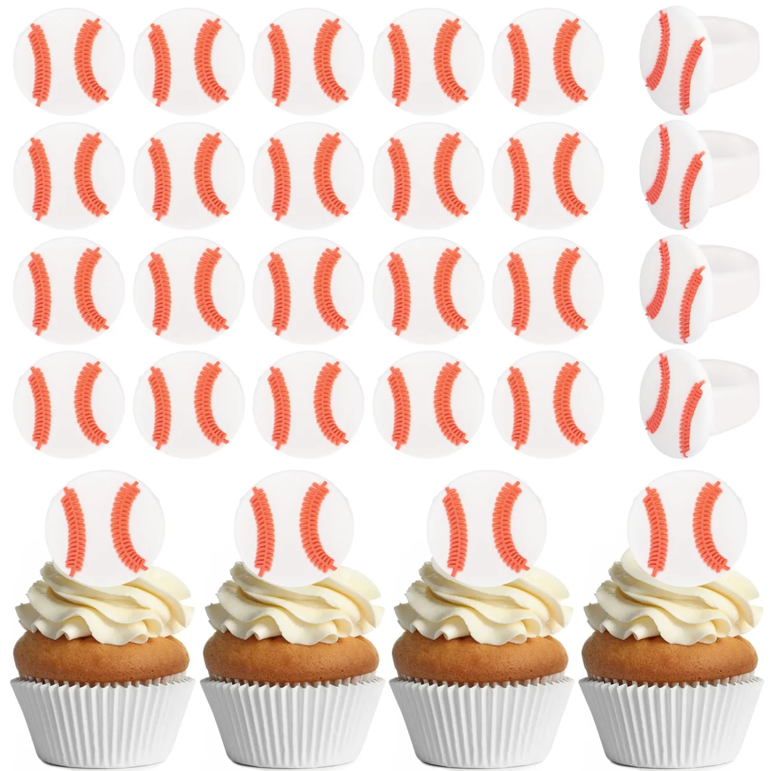 30pcs Baseball Cupcake Toppers Sports Cupcake Toppers Picks for Kids Baby Shower Sport Theme Party Decorations Supplies (Baseball)