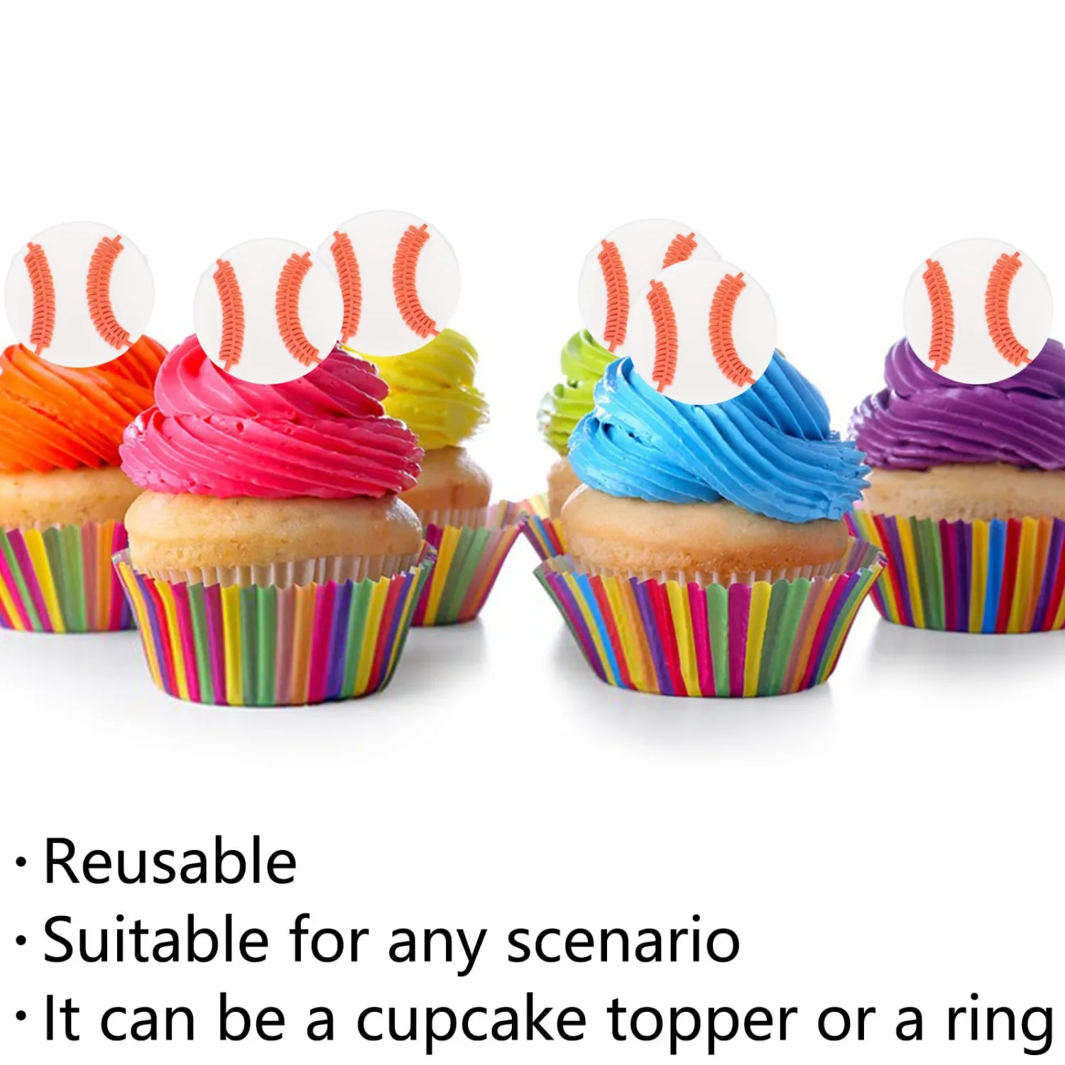 30pcs Baseball Cupcake Toppers Sports Cupcake Toppers Picks for Kids Baby Shower Sport Theme Party Decorations Supplies (Baseball)