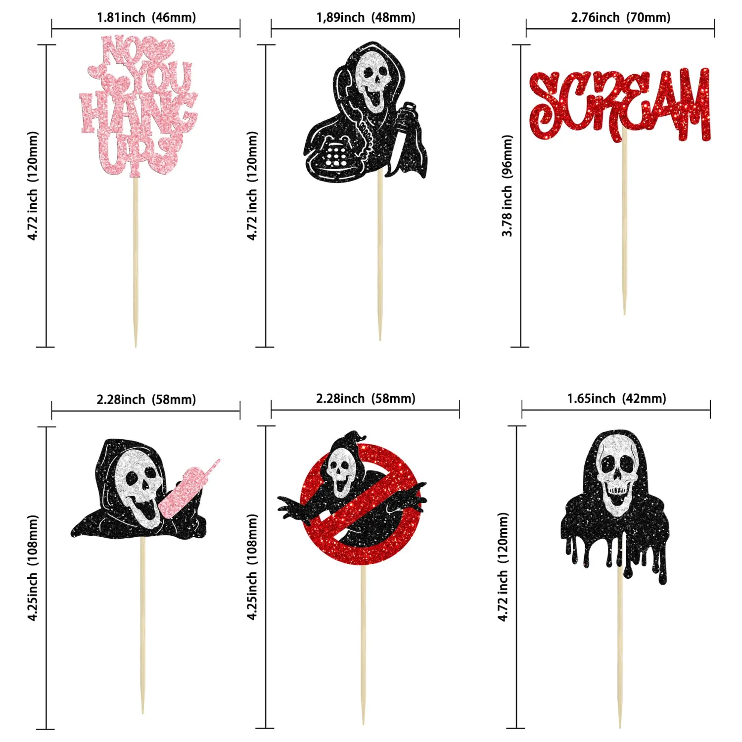 24Pcs Horror Movie Cupcake Toppers Halloween Horror Classic Sceam Cupcake Picks Characters Killer Birthday for Halloween Movie Theme Baby Shower Cake Decorations Supplies
