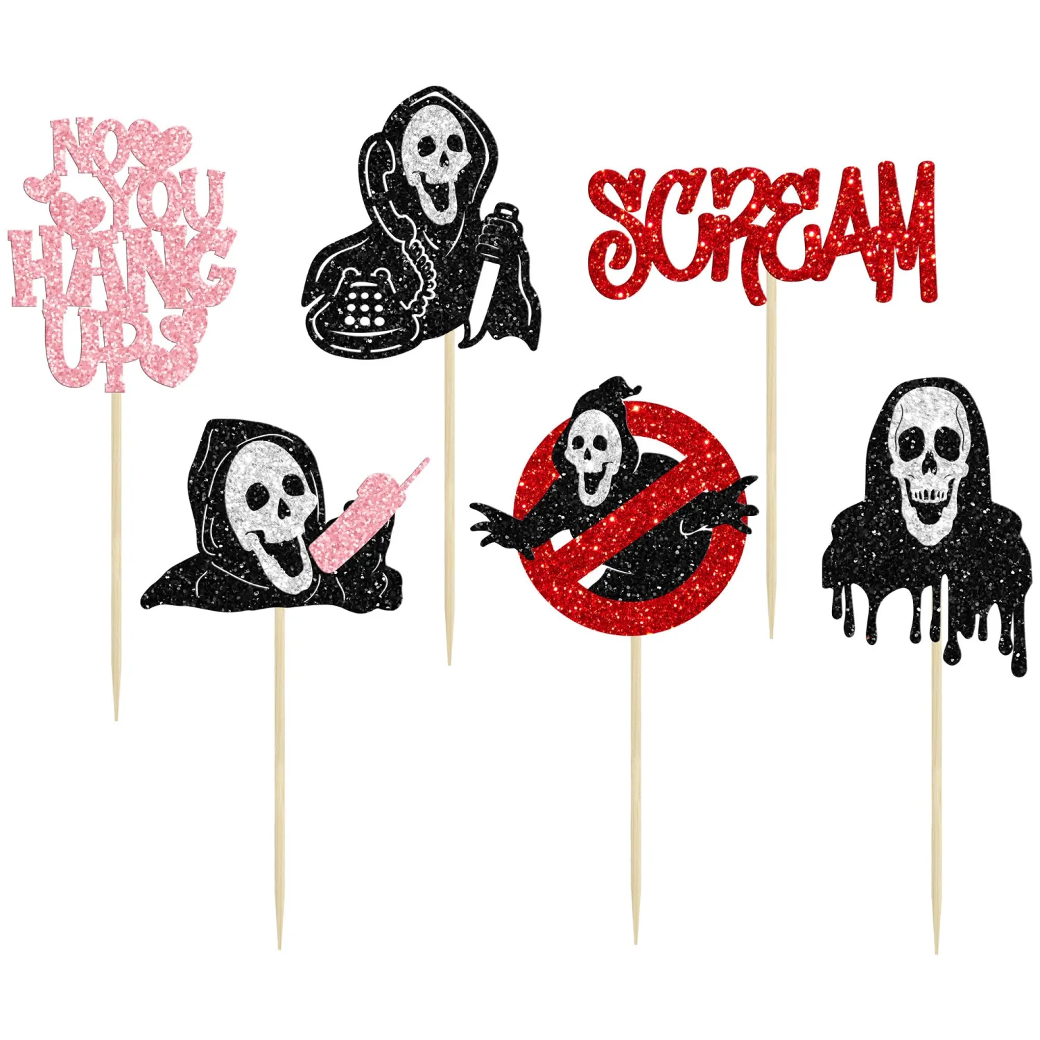 24Pcs Horror Movie Cupcake Toppers Halloween Horror Classic Sceam Cupcake Picks Characters Killer Birthday for Halloween Movie Theme Baby Shower Cake Decorations Supplies