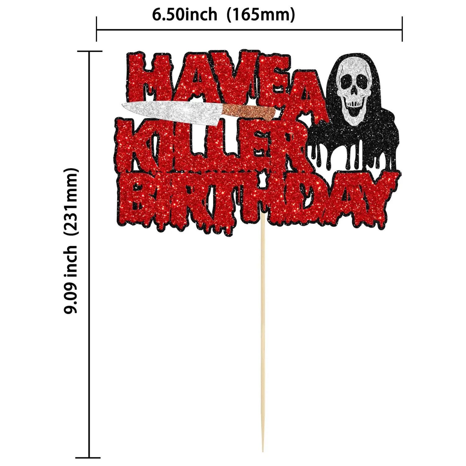1Pc Have a Killer Birthday Cake Topper Glitter Horror Classic Halloween Killer Birthday Cake Pick for Bloody Horror Movie Theme Birthday Baby Shower Party Cake Decorations Supplies