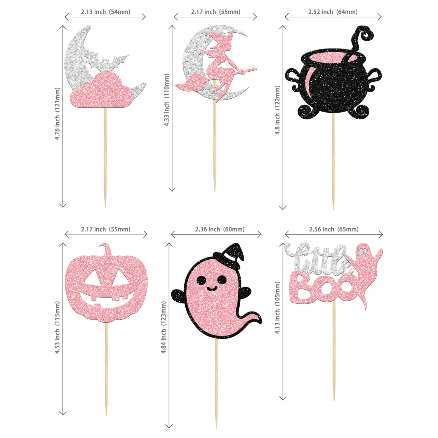 24 Pink Ghost Little Boo Cake Toppers for Girl Halloween Birthday Baby Shower Party Supplies