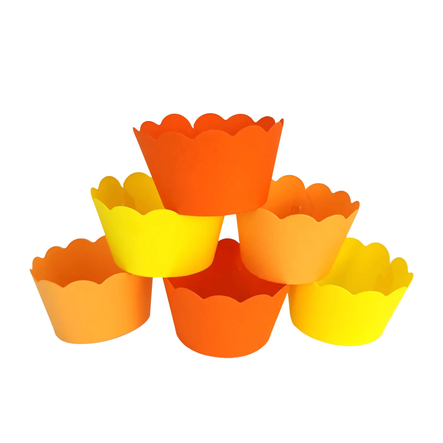 Ombre Orange Scalloped Cupcake Wrappers for Fall Autumn Thanksgiving Harvest Anniversary Birthday Orange Wedding Cupcake Decorations Pack of 60