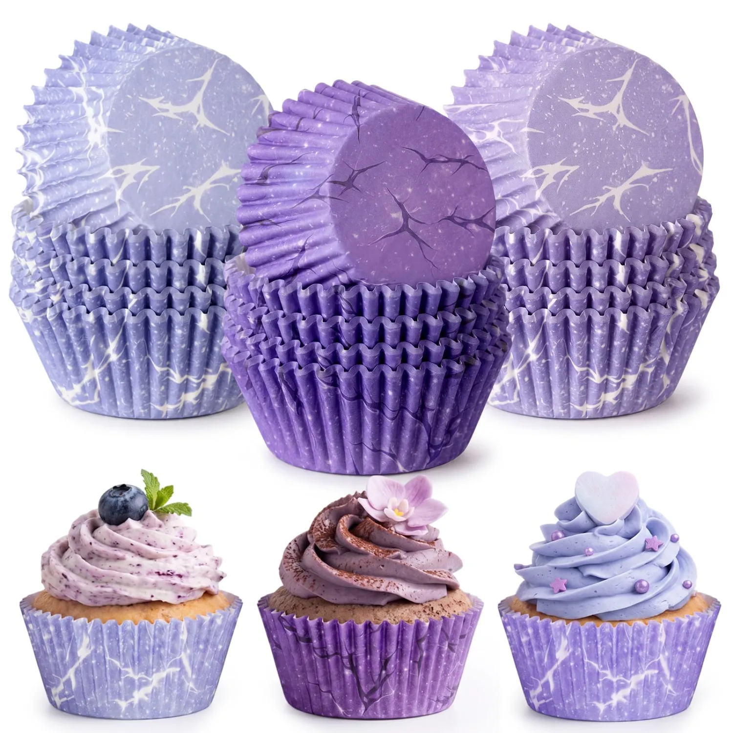 Cunhill 300 Pcs Kpop Cupcake Liners Purple Muffin Baking Cups