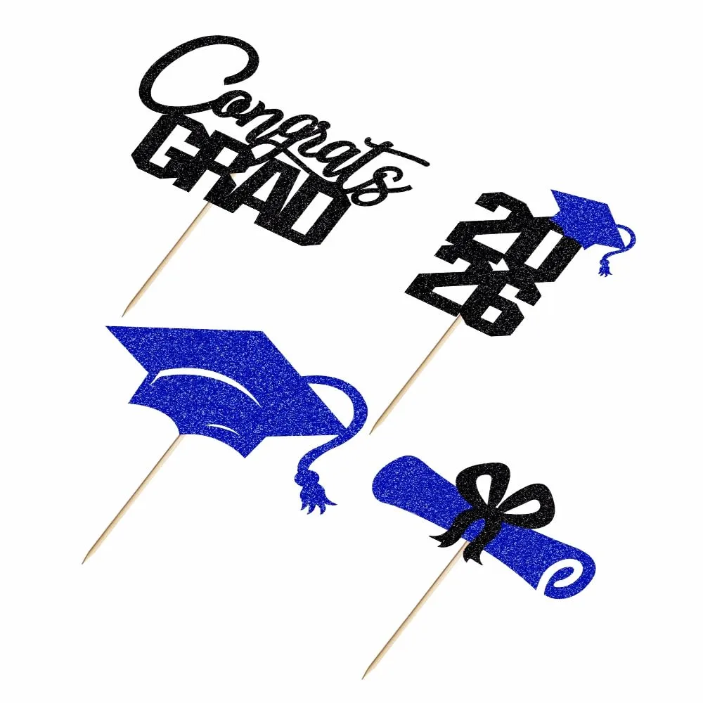 12 Pcs Graduation Cupcake Toppers,Congrats Grad Cupcake Picks