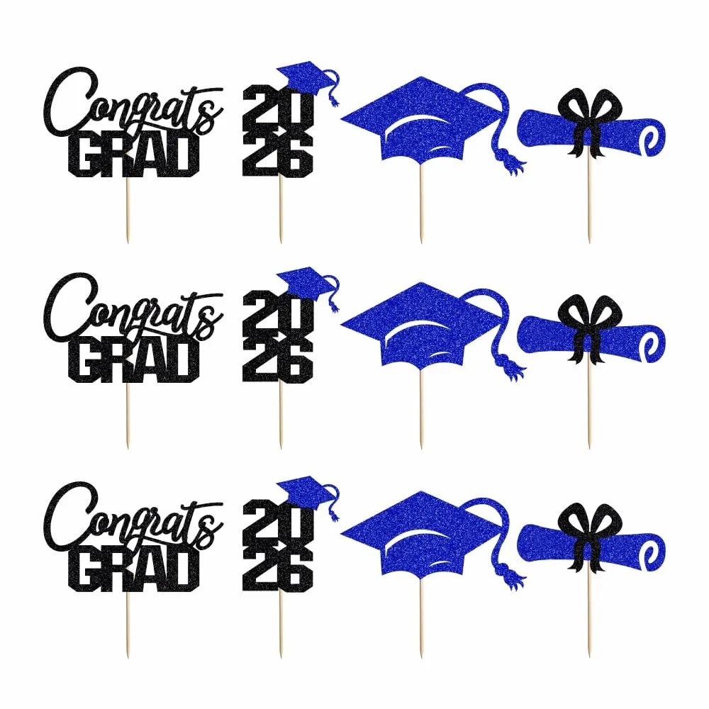 12 Pcs Graduation Cupcake Toppers,Congrats Grad Cupcake Picks