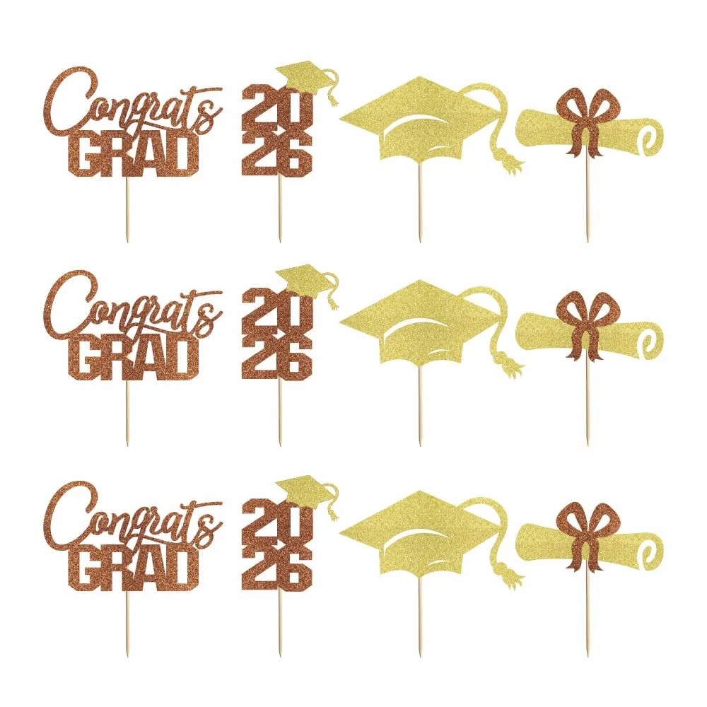 12 Pcs Graduation Cupcake Toppers,Congrats Grad Cupcake Picks
