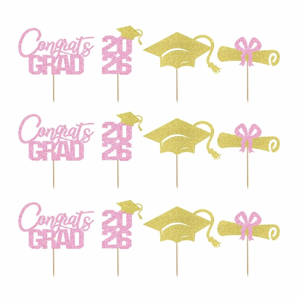 12 Pcs Graduation Cupcake Toppers,Congrats Grad Cupcake Picks