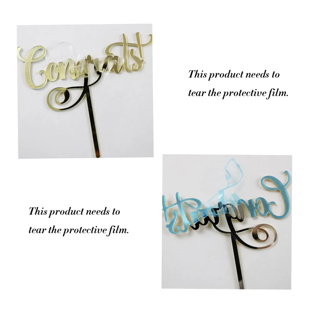 12 Pcs Congrats Cake Topper,Gold Acrylic Celebration Cake Topper